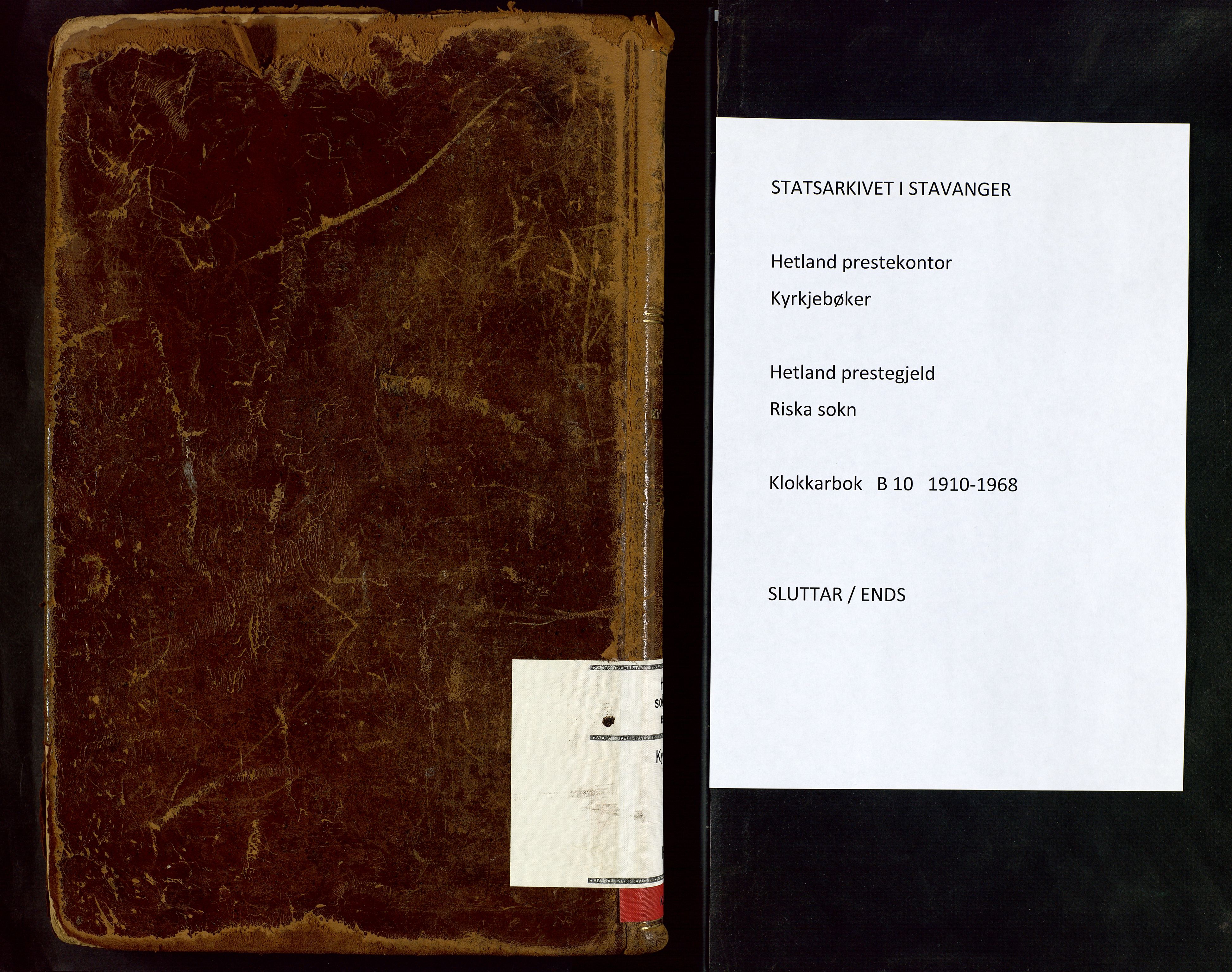 Hetland sokneprestkontor, AV/SAST-A-101826/30/30BB/L0010: Parish register (copy) no. B 10, 1910-1968