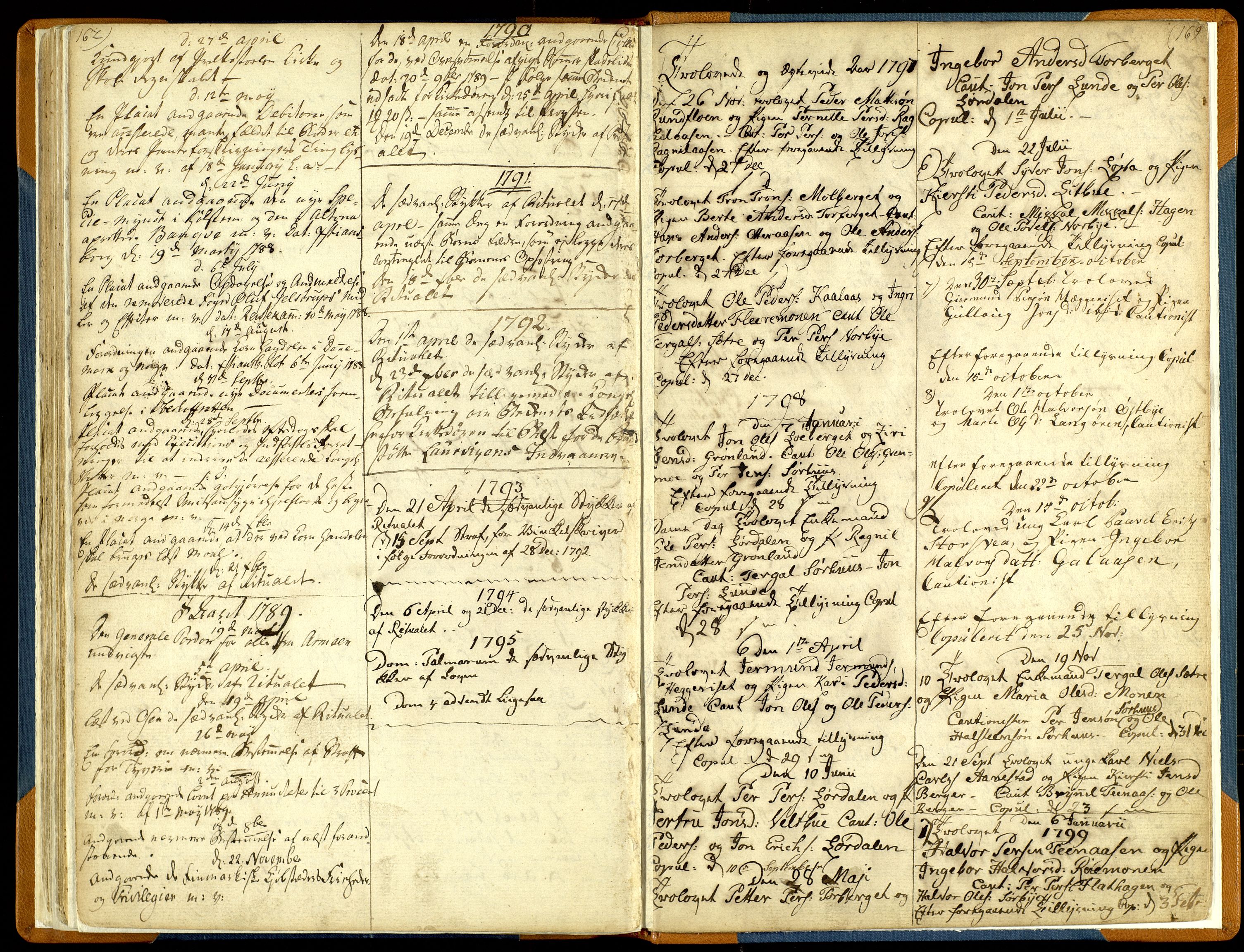 Trysil prestekontor, SAH/PREST-046/H/Ha/Haa/L0001: Parish register (official) no. 1, 1781-1800, p. 162-169