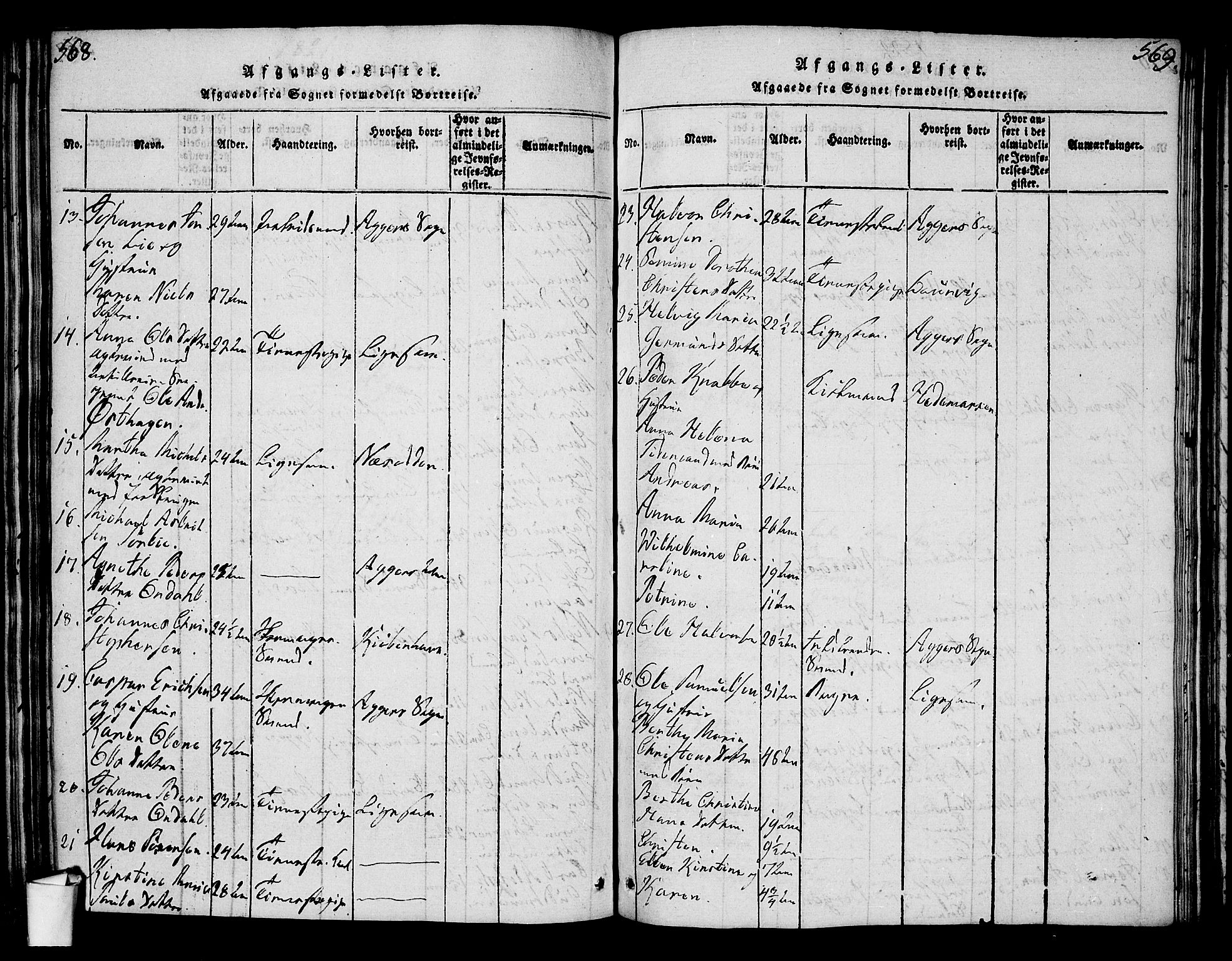 Oslo domkirke Kirkebøker, SAO/A-10752/G/Ga/L0001: Parish register (copy) no. 1, 1817-1825, p. 568-569
