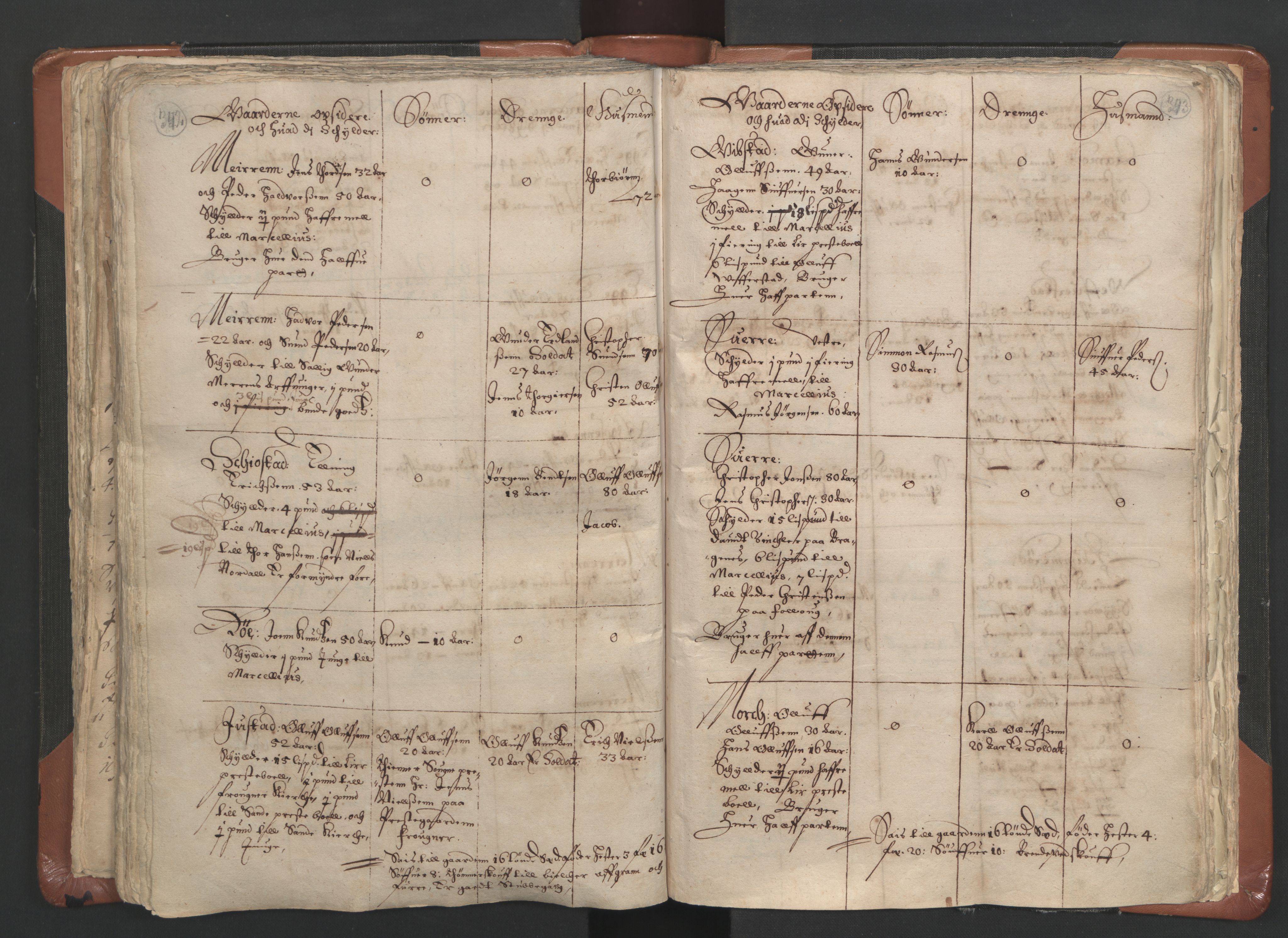 RA, Vicar's Census 1664-1666, no. 9: Bragernes deanery, 1664-1666, p. 342-343