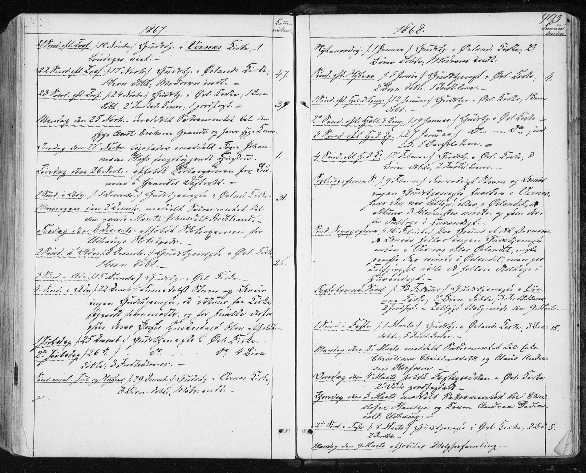 Ministerialprotokoller, klokkerbøker og fødselsregistre - Sør-Trøndelag, SAT/A-1456/659/L0737: Parish register (official) no. 659A07, 1857-1875, p. 493