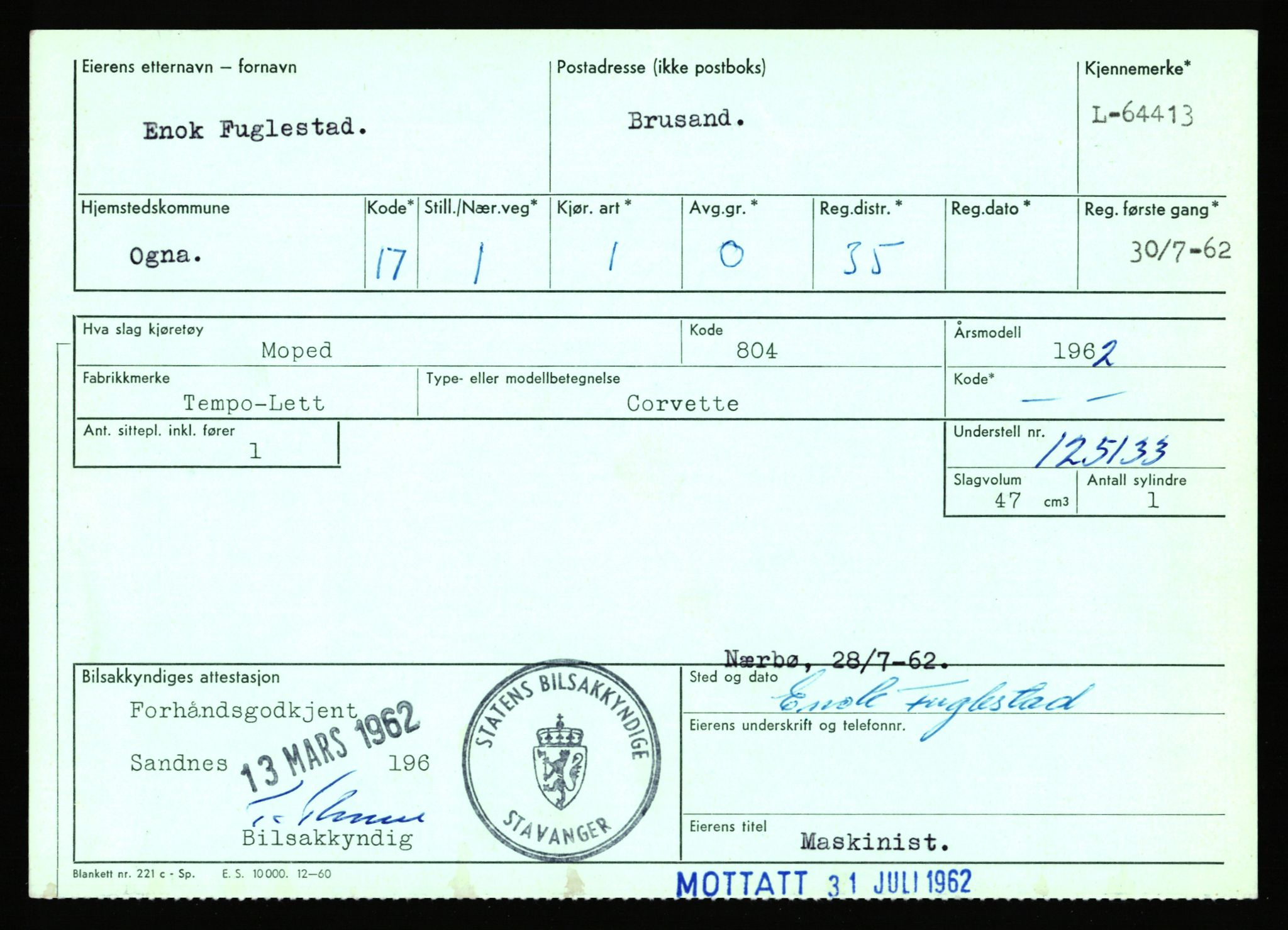 Stavanger trafikkstasjon, SAST/A-101942/0/F/L0064: L-63800 - L-65399, 1930-1971, p. 1172