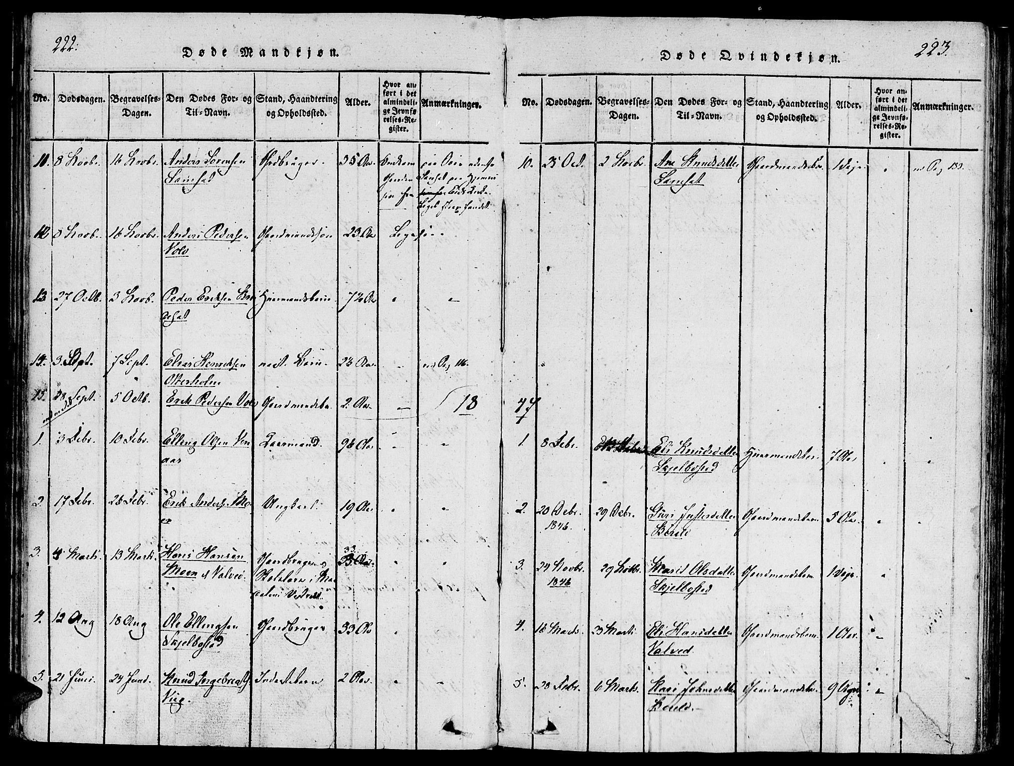 Ministerialprotokoller, klokkerbøker og fødselsregistre - Møre og Romsdal, SAT/A-1454/543/L0561: Parish register (official) no. 543A01, 1818-1853, p. 222-223
