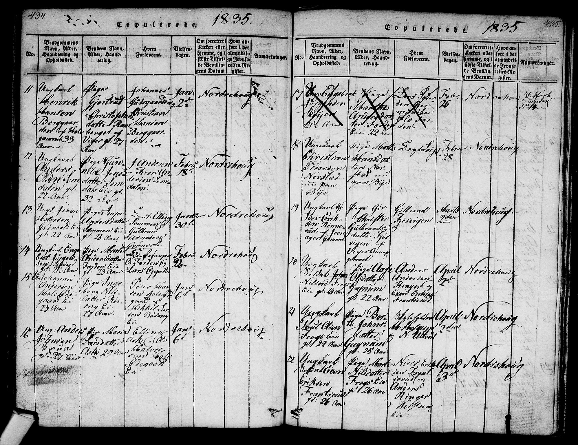 Norderhov kirkebøker, SAKO/A-237/G/Ga/L0003: Parish register (copy) no. I 3 /1, 1814-1876, p. 434-435