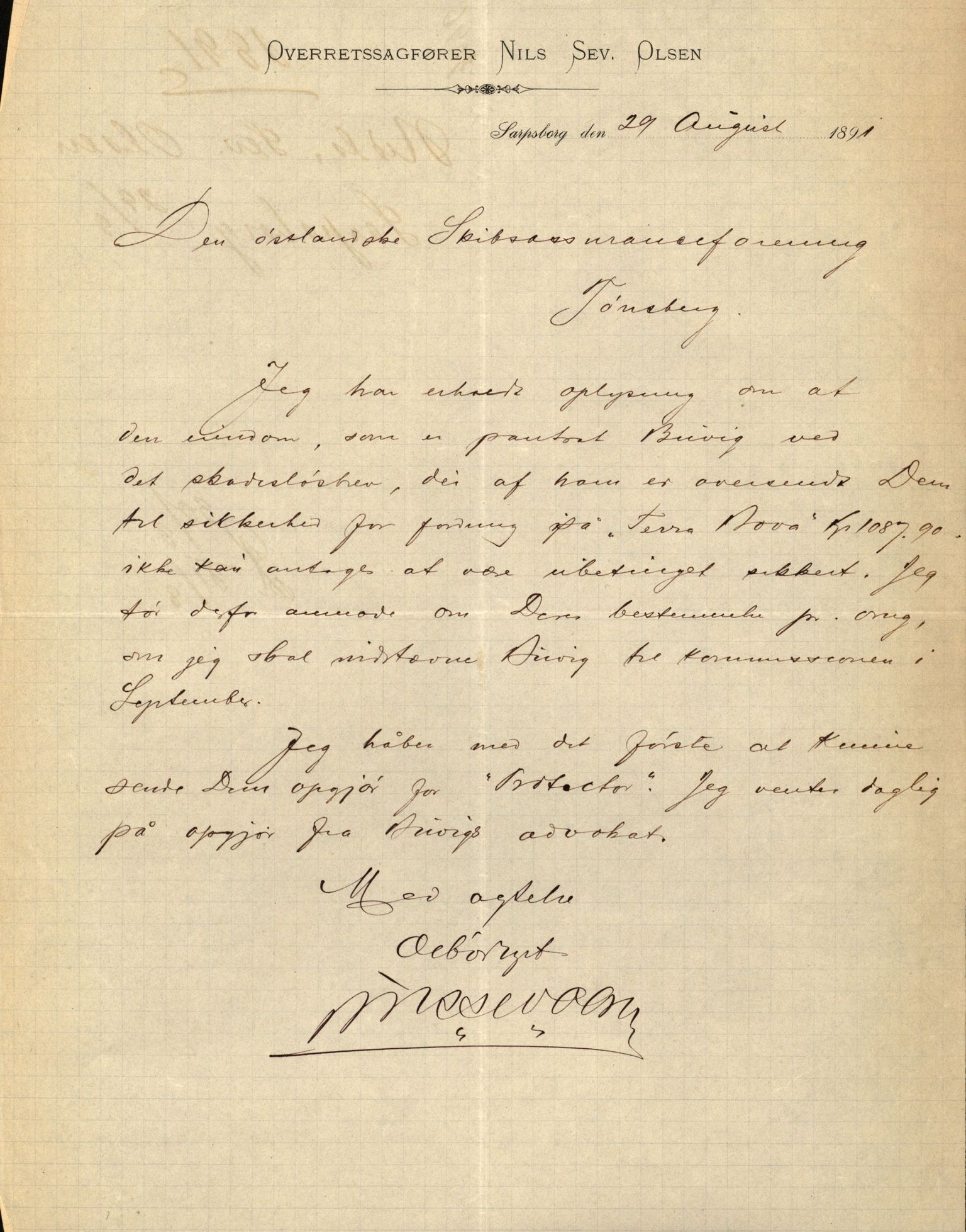 Pa 63 - Østlandske skibsassuranceforening, VEMU/A-1079/G/Ga/L0025/0007: Havaridokumenter / Terpsichore, Terra, Nova, 1890, p. 27