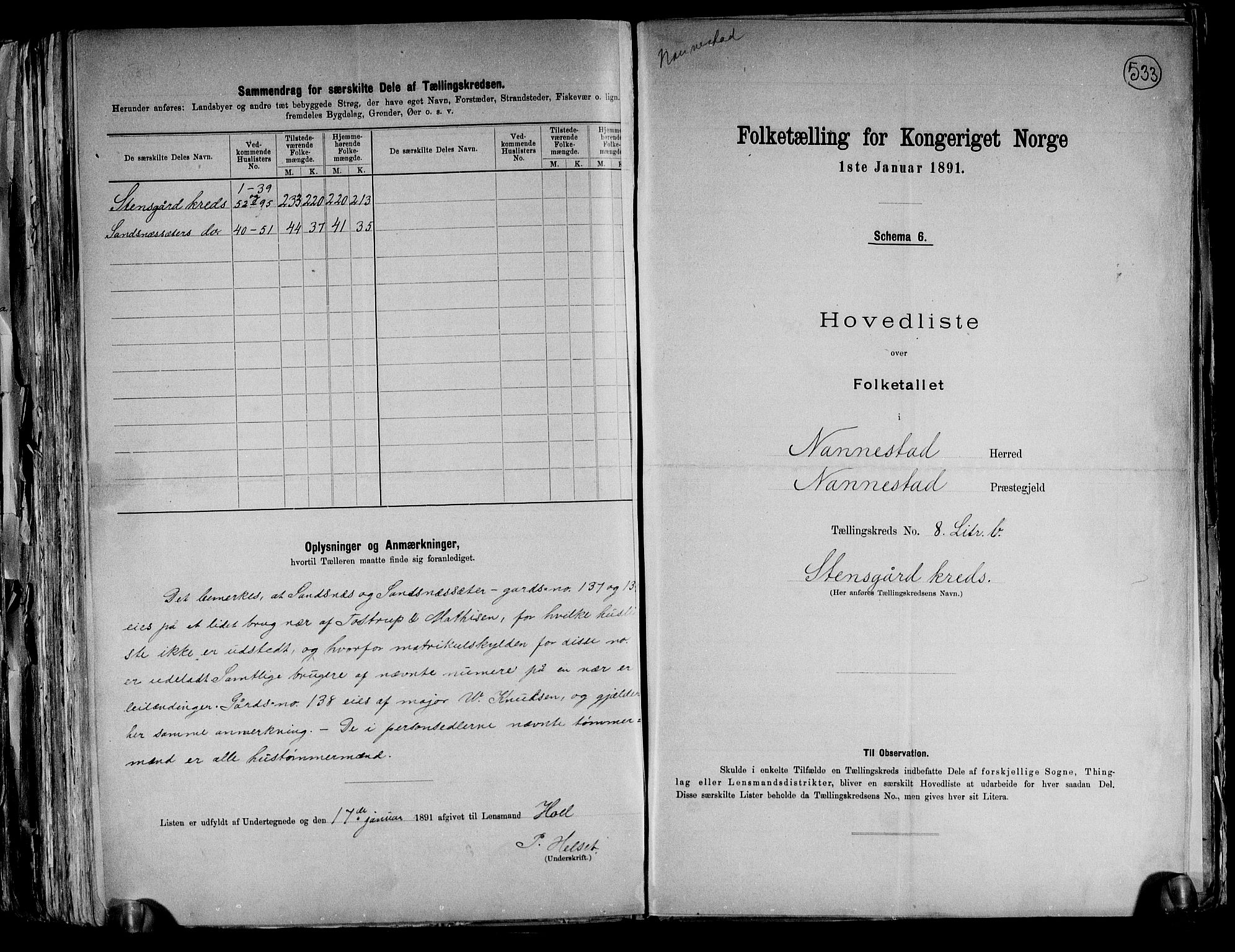 RA, 1891 census for 0238 Nannestad, 1891, p. 27