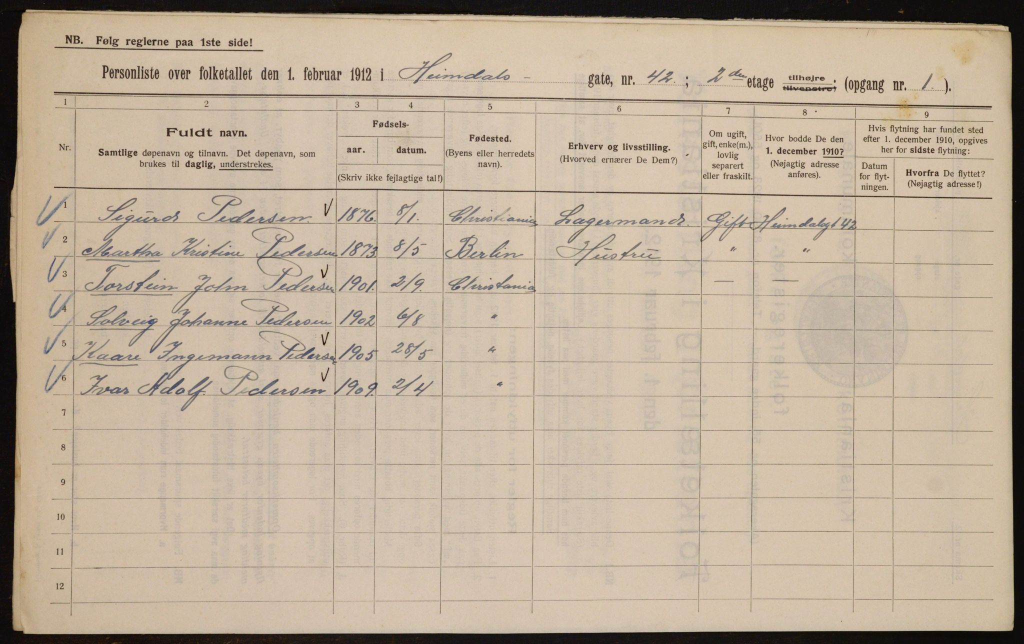 OBA, Municipal Census 1912 for Kristiania, 1912, p. 37804