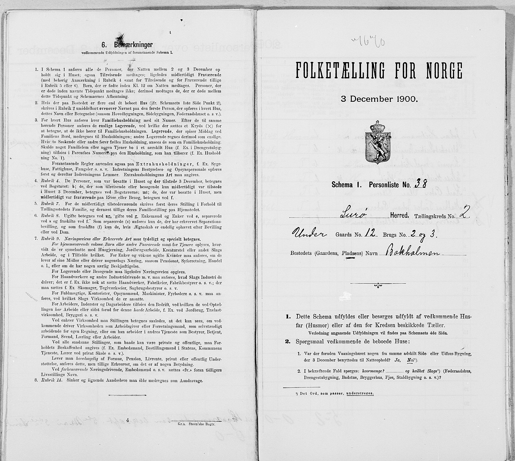 SAT, 1900 census for Lurøy, 1900, p. 191