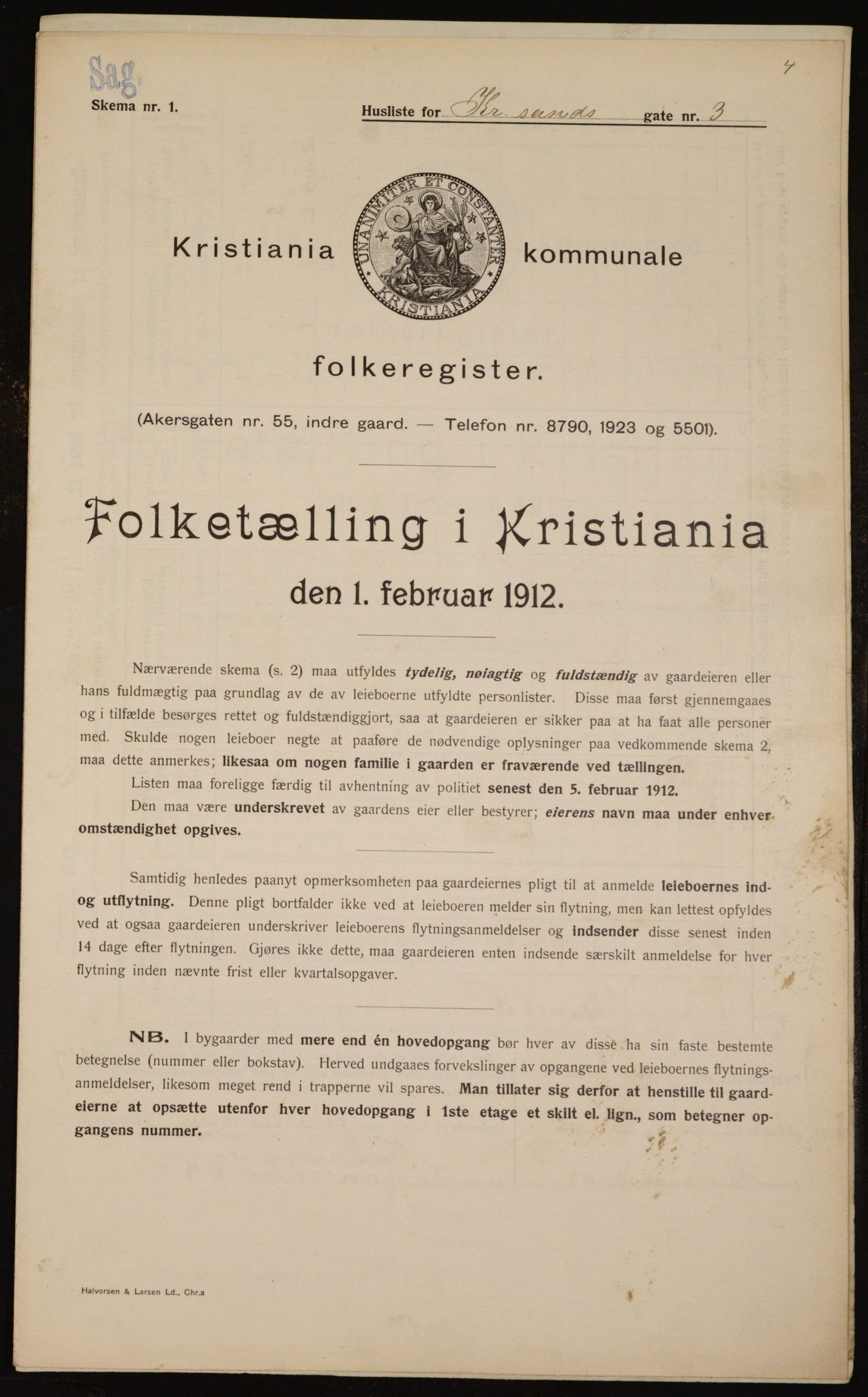 OBA, Municipal Census 1912 for Kristiania, 1912, p. 54489