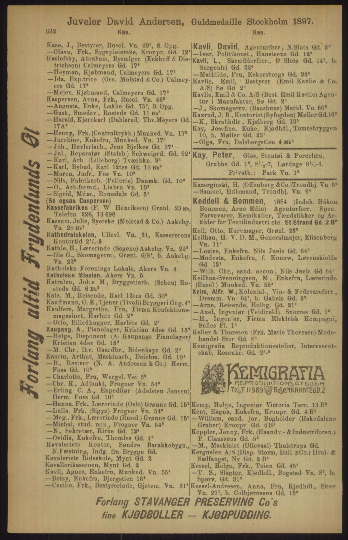 Kristiania/Oslo adressebok, PUBL/-, 1911, p. 622