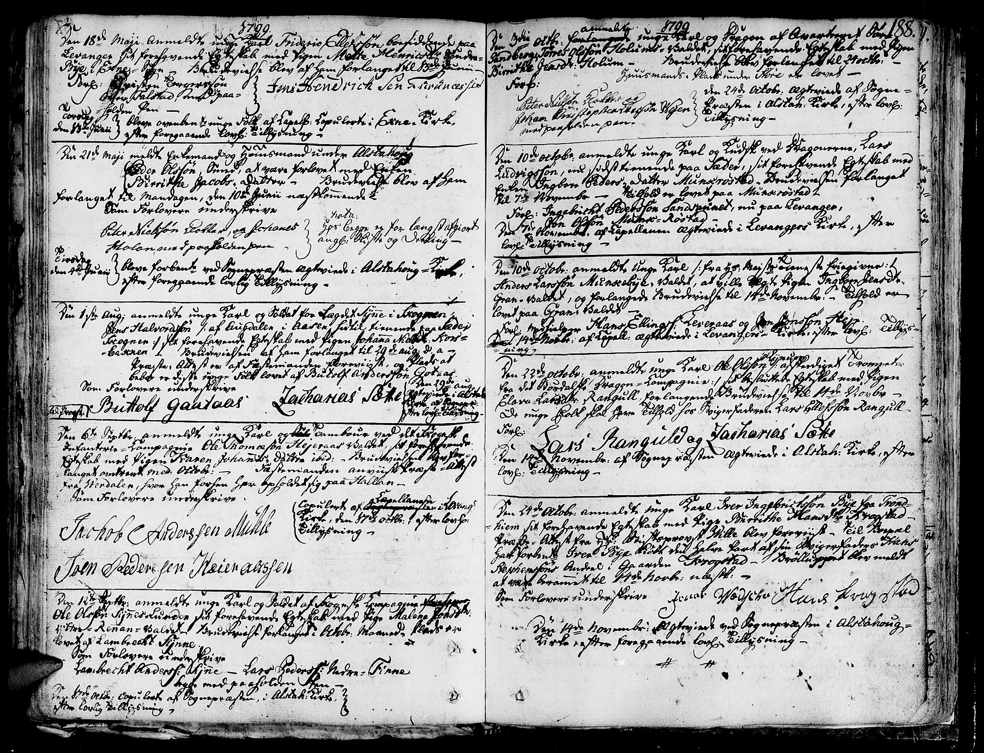 Ministerialprotokoller, klokkerbøker og fødselsregistre - Nord-Trøndelag, SAT/A-1458/717/L0142: Parish register (official) no. 717A02 /1, 1783-1809, p. 188