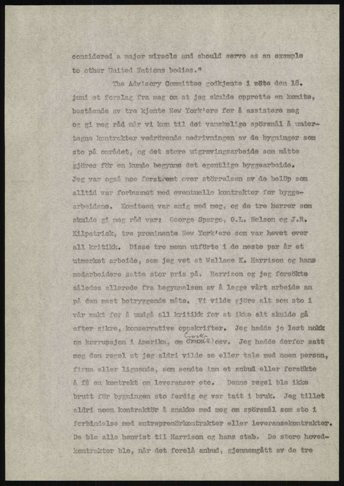 Lie, Trygve, AV/RA-PA-1407/D/L0020/0007: Utkast og manuskripter til "In the cause of Peace"/"Syv år for freden". / Manuskript til kap. 7, "Permanent headquarter". udatert., 1954