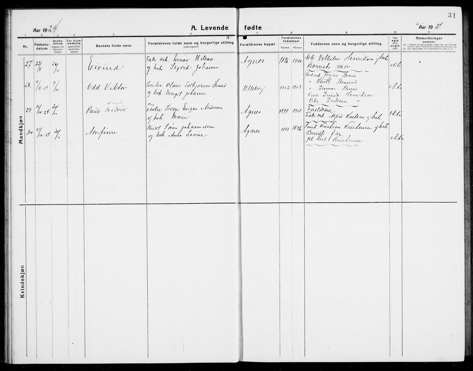 Brunlanes kirkebøker, SAKO/A-342/G/Ga/L0005: Parish register (copy) no. I 5, 1918-1941, p. 31