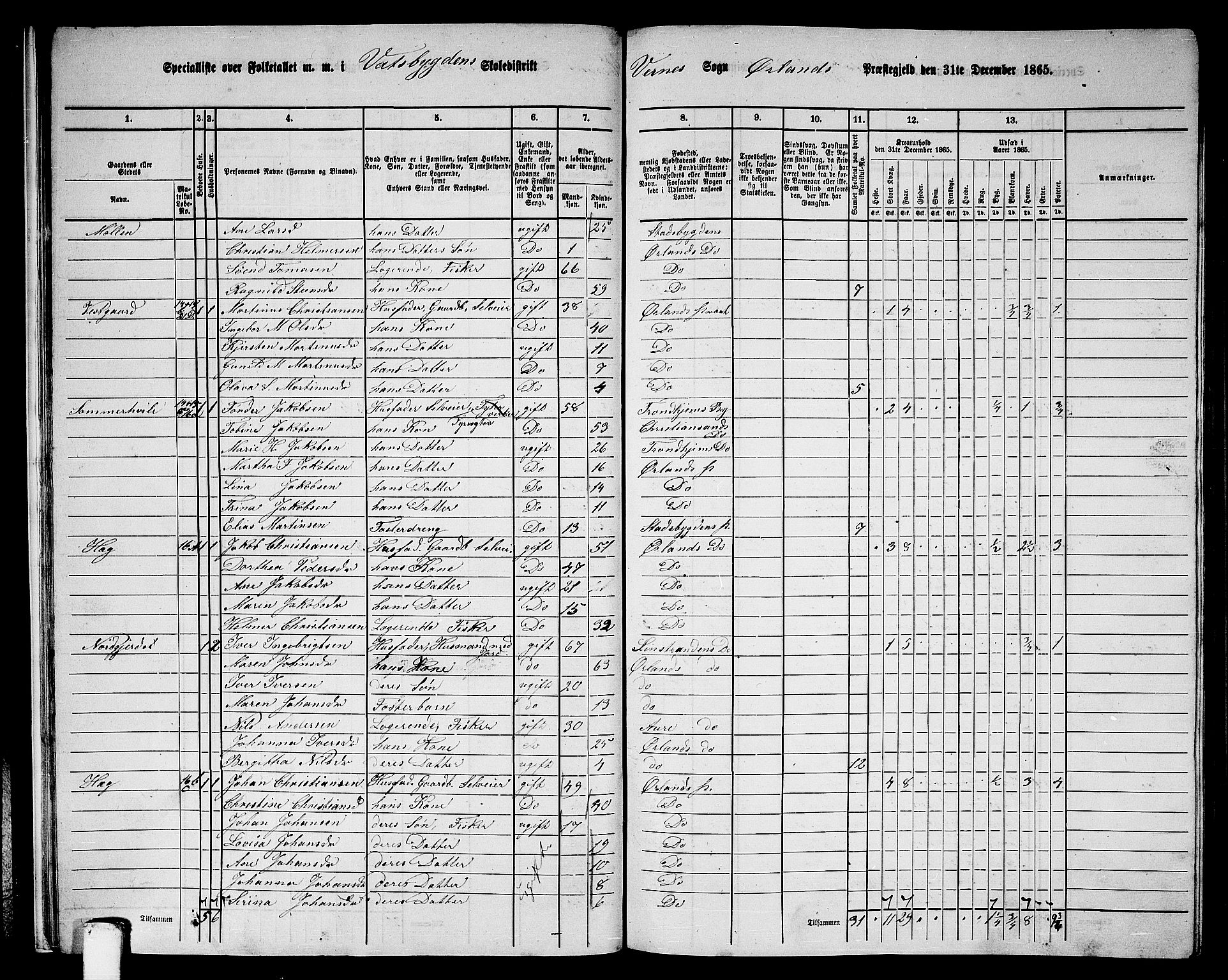 RA, 1865 census for Ørland, 1865, p. 17