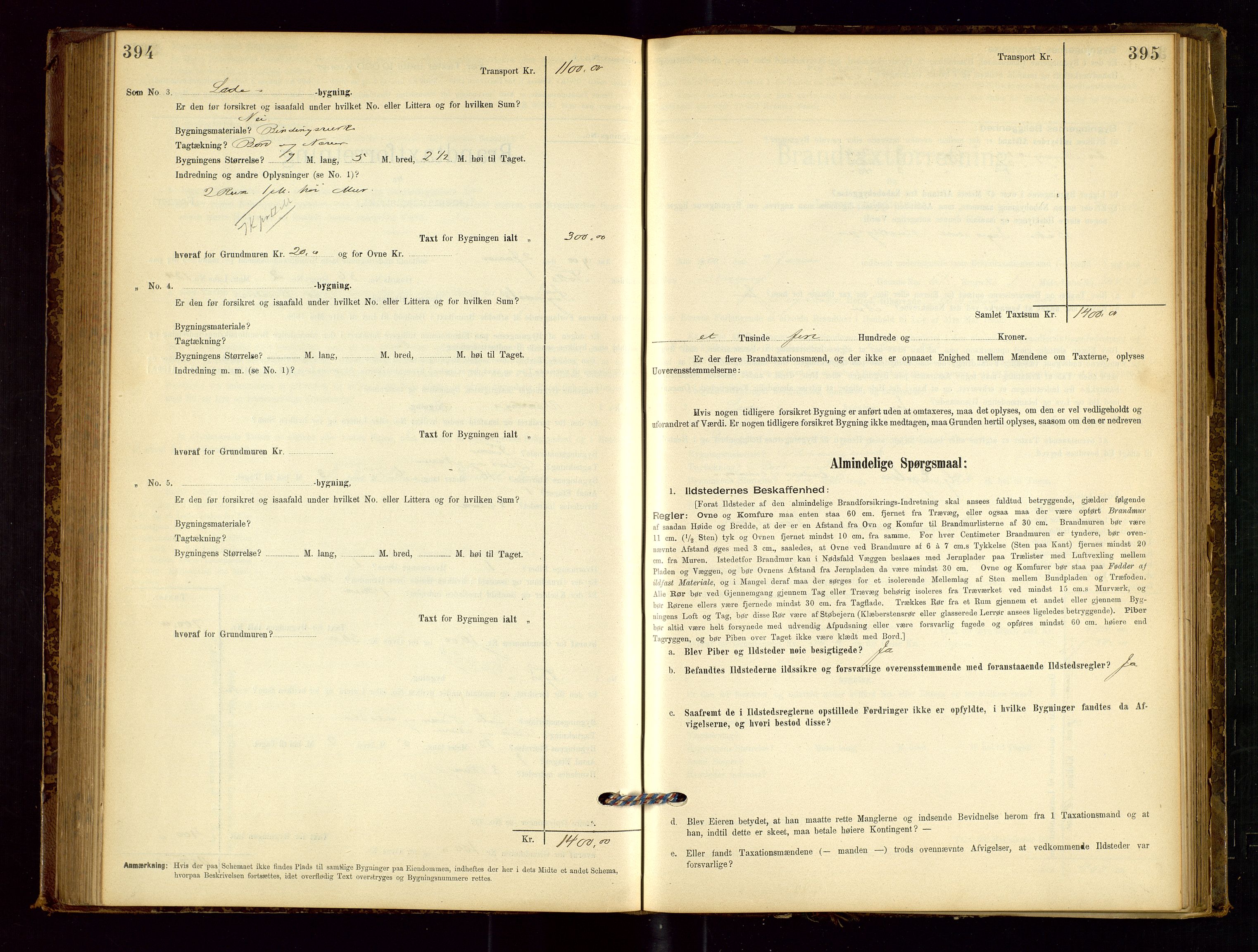 Sokndal lensmannskontor, AV/SAST-A-100417/Gob/L0001: "Brandtaxt-Protokol", 1895-1902, p. 394-395