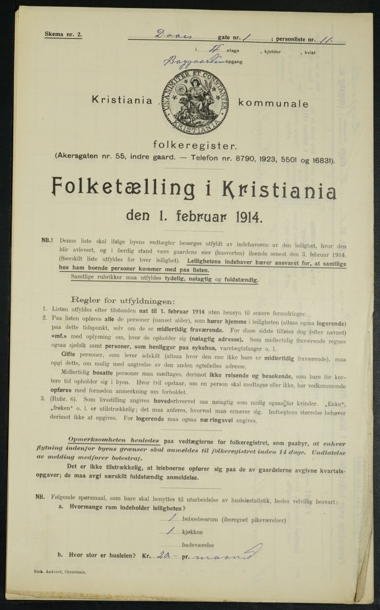 OBA, Municipal Census 1914 for Kristiania, 1914, p. 18048