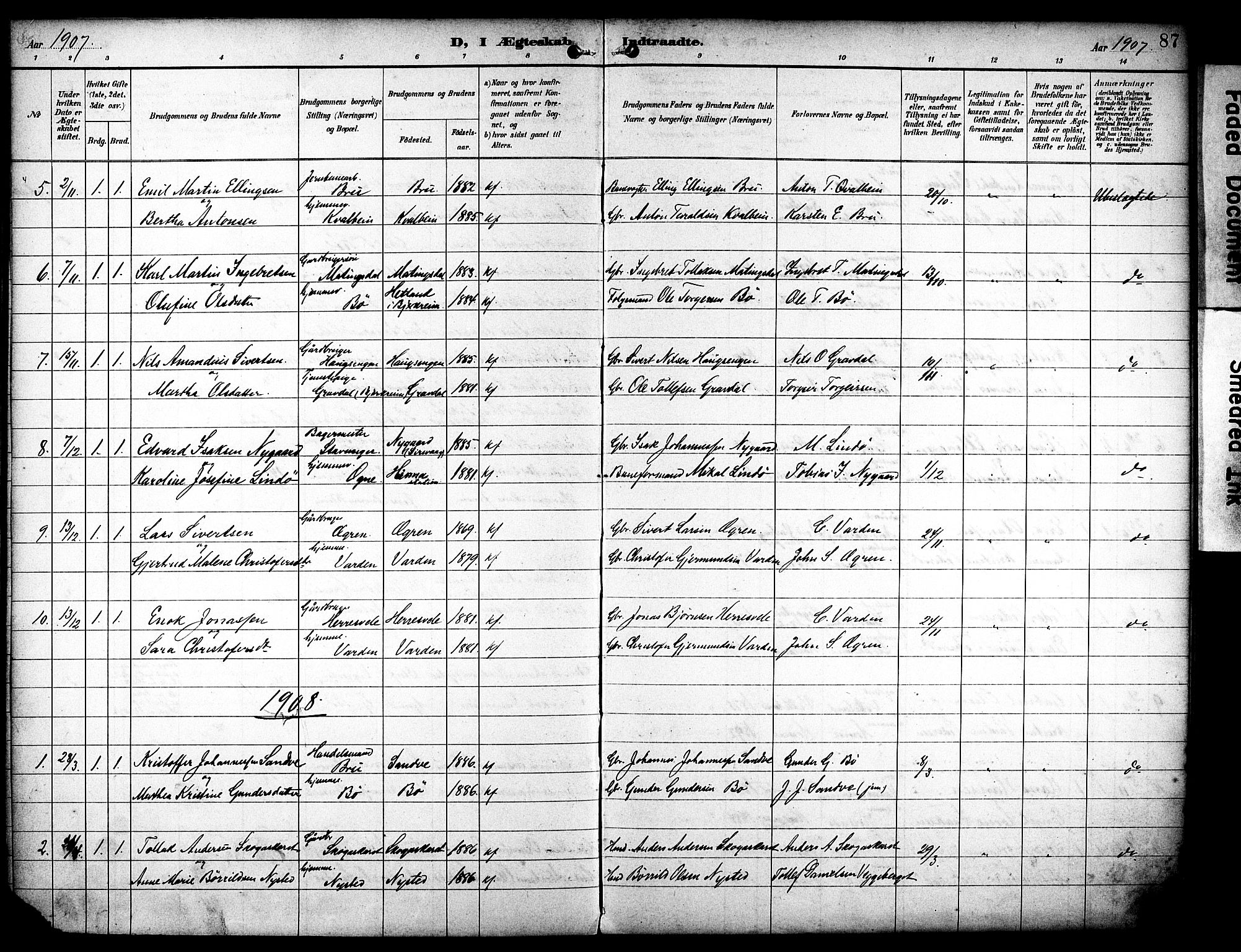 Eigersund sokneprestkontor, AV/SAST-A-101807/S08/L0020: Parish register (official) no. A 19, 1893-1910, p. 87