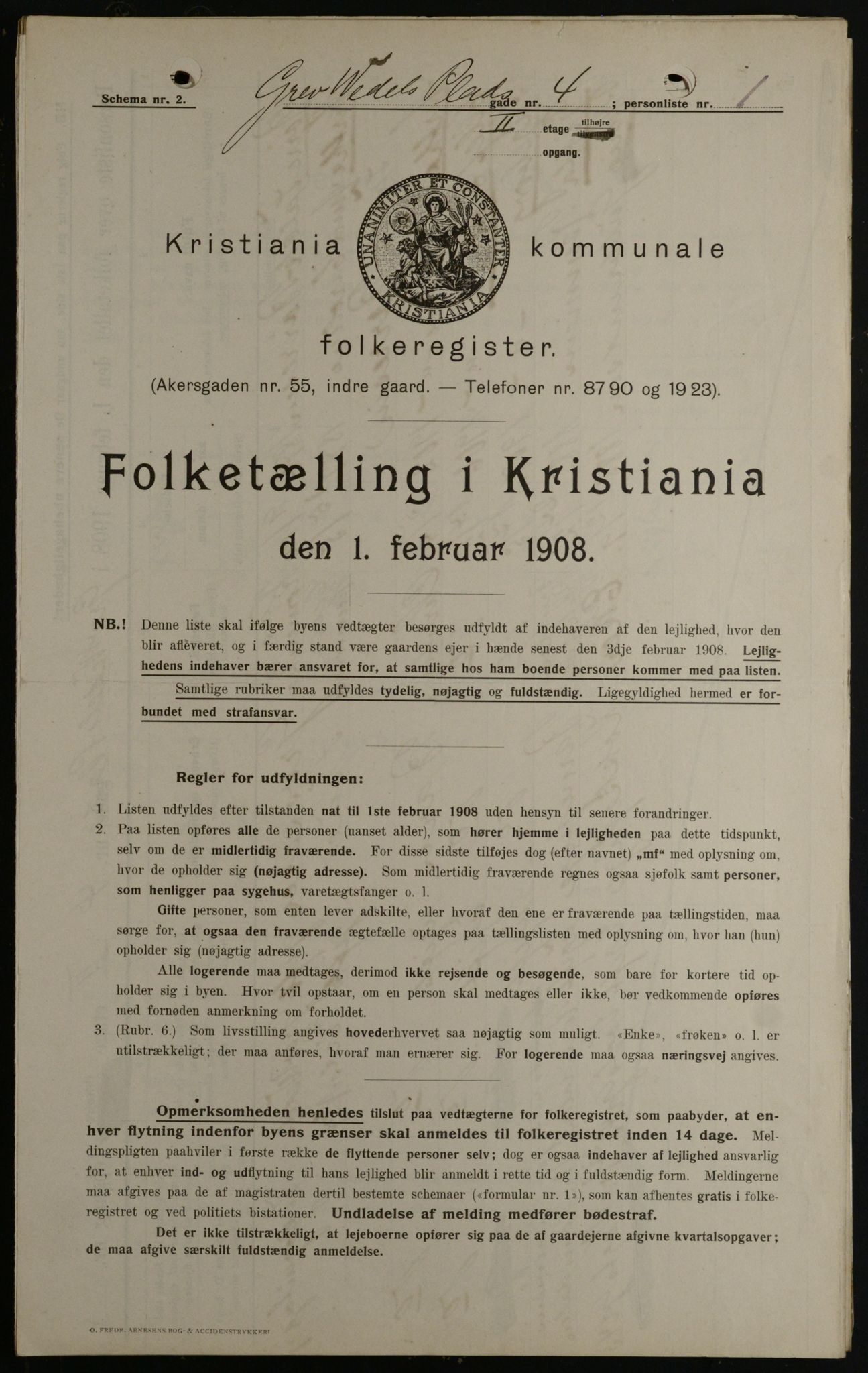 OBA, Municipal Census 1908 for Kristiania, 1908, p. 26910