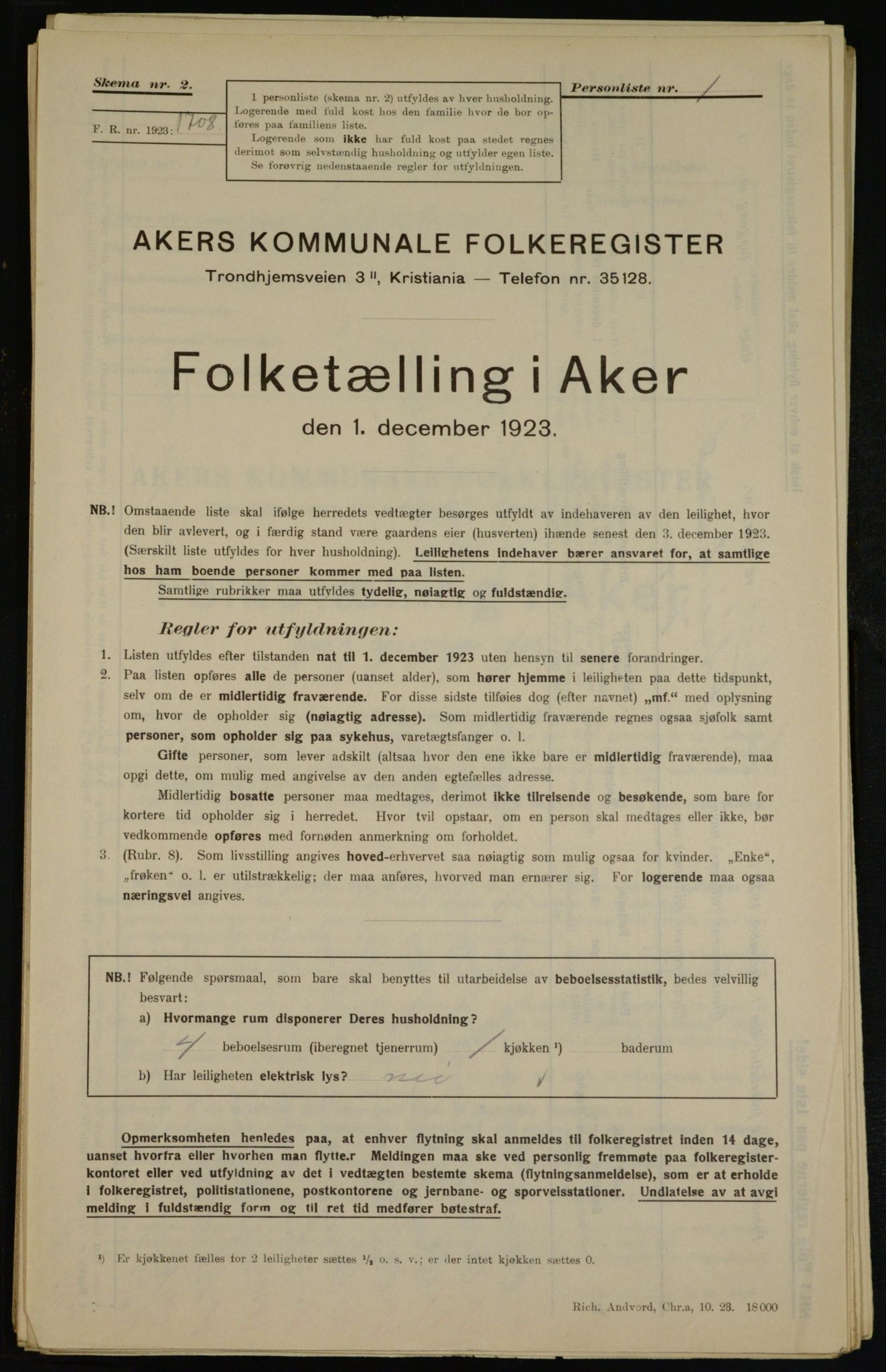 , Municipal Census 1923 for Aker, 1923, p. 46373