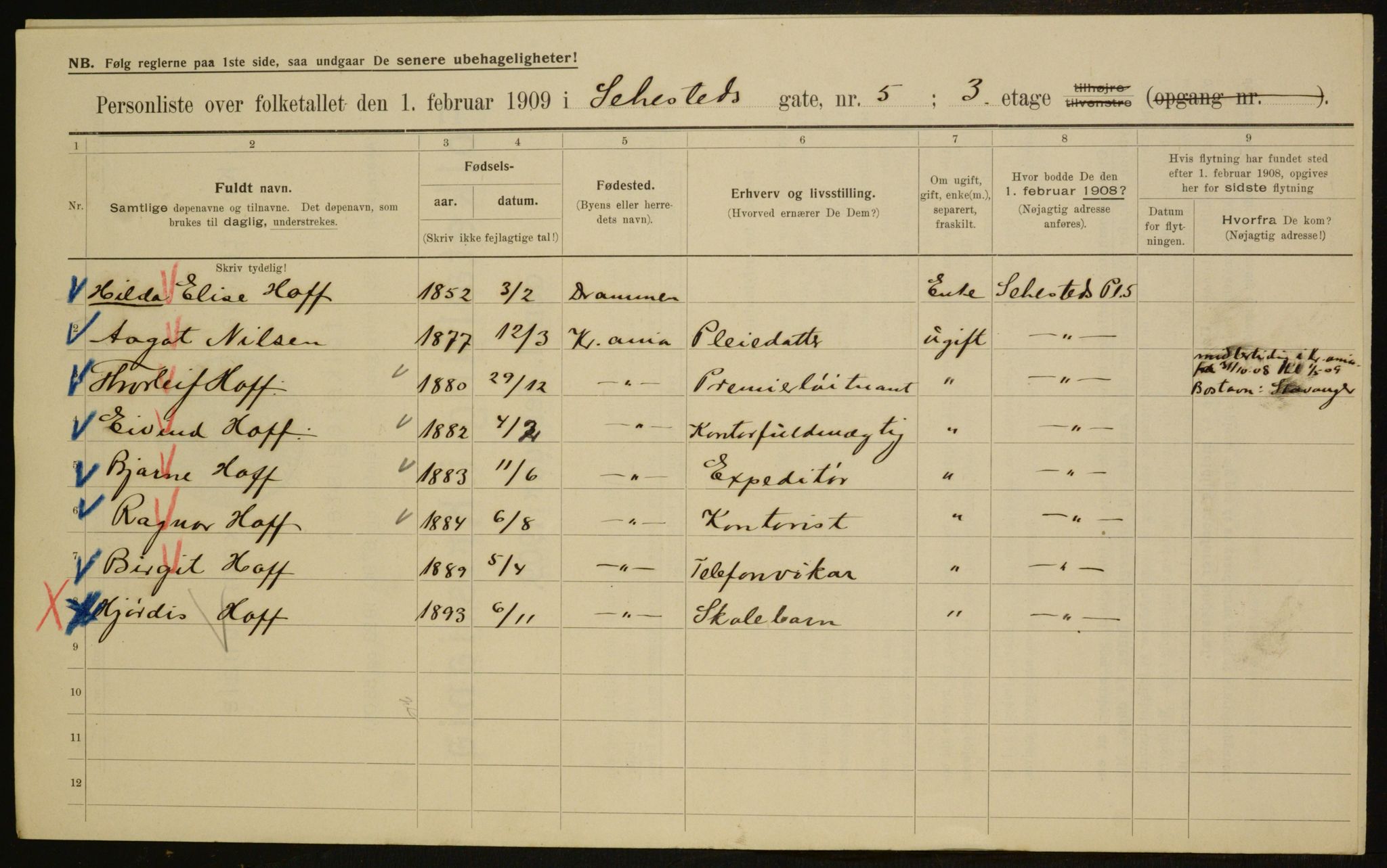 OBA, Municipal Census 1909 for Kristiania, 1909, p. 85156