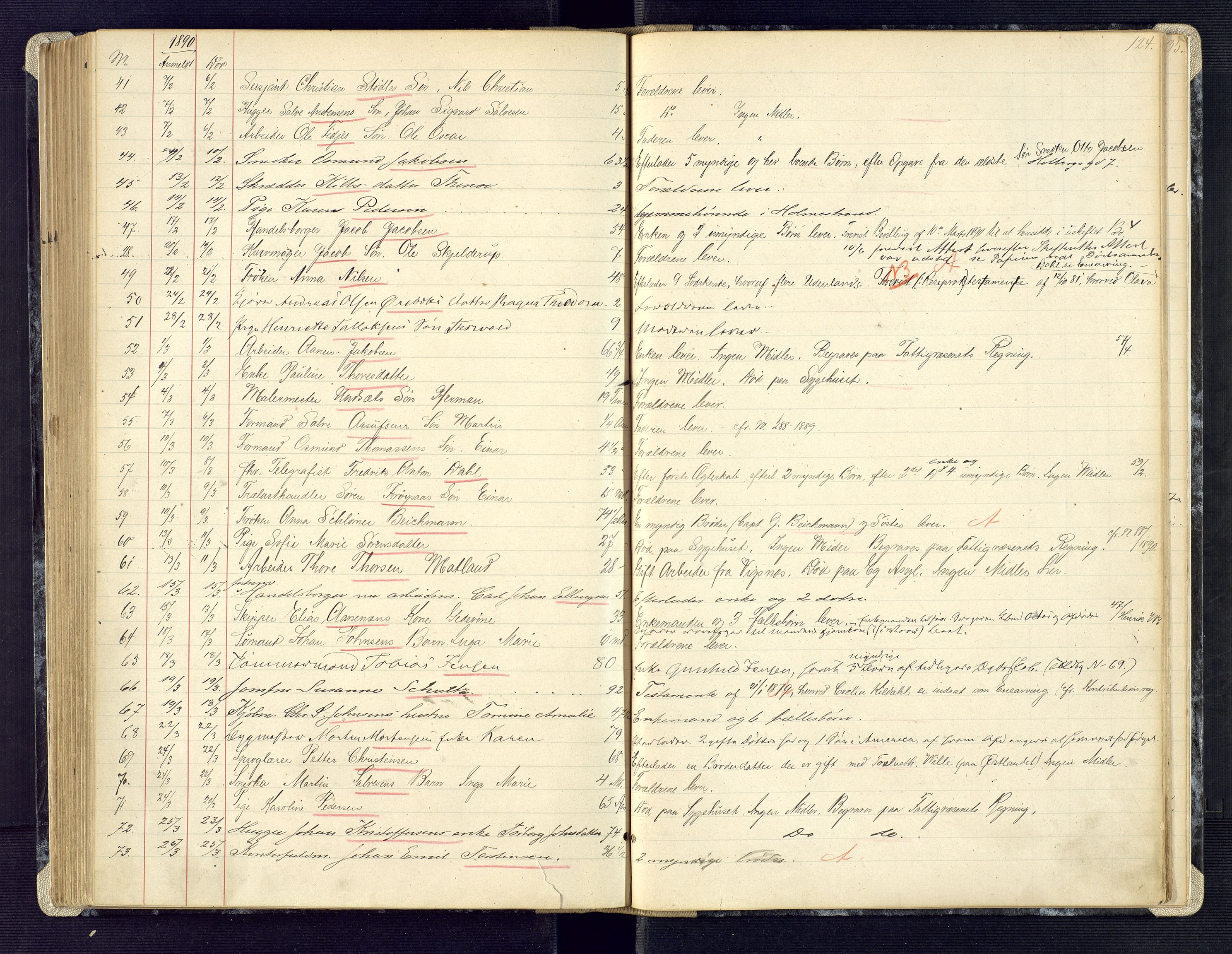 Kristiansand byrett, AV/SAK-1223-0001/H/Ha/L0006: Anmeldte dødsfall, 1878-1892, p. 124