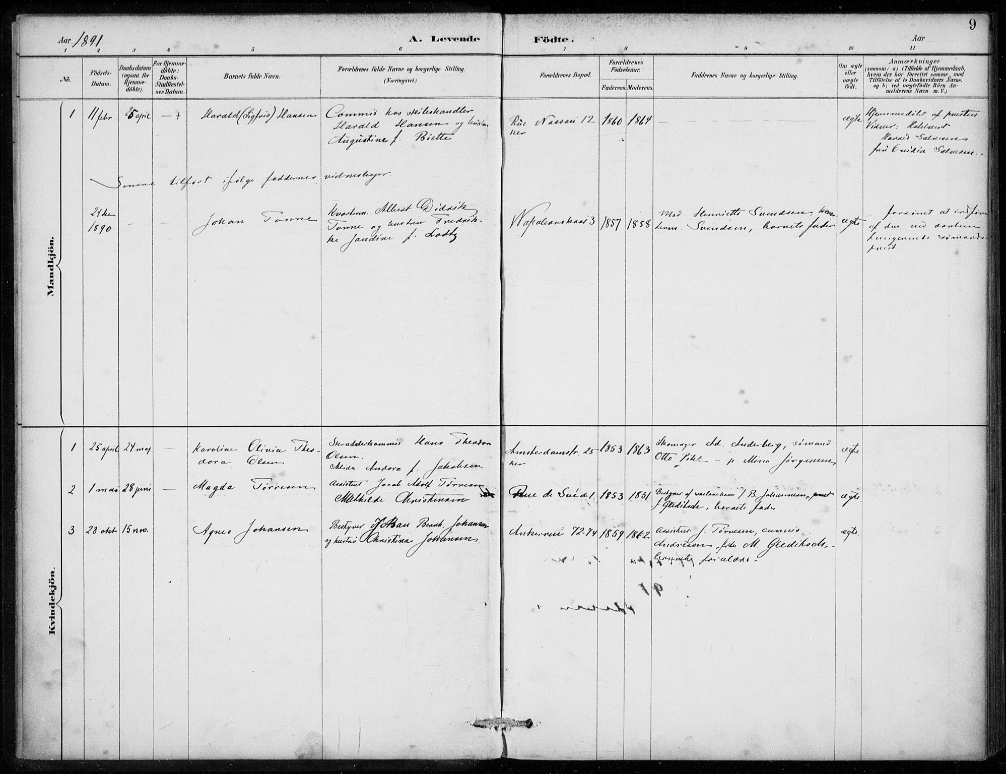 Den norske sjømannsmisjon i utlandet/Antwerpen, SAB/SAB/PA-0105/H/Ha/L0002: Parish register (official) no. A 2, 1887-1913, p. 9