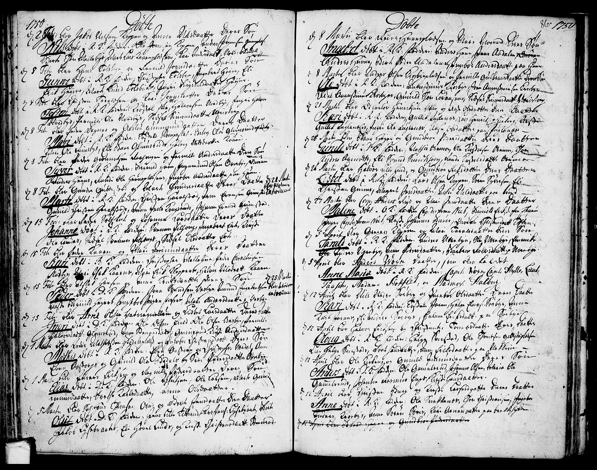 Rakkestad prestekontor Kirkebøker, AV/SAO-A-2008/F/Fa/L0002: Parish register (official) no. I 2, 1741-1751, p. 86