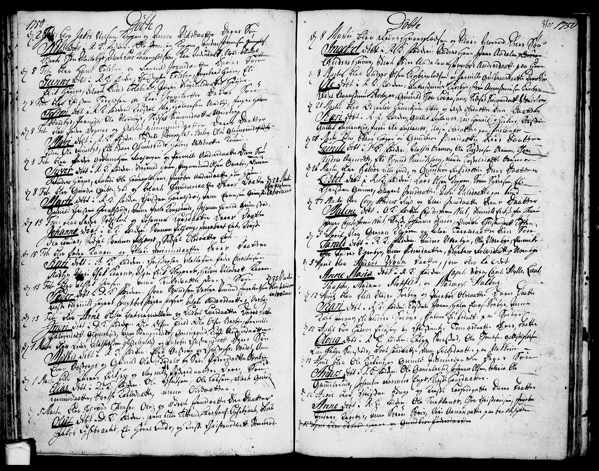 Rakkestad prestekontor Kirkebøker, SAO/A-2008/F/Fa/L0002: Parish register (official) no. I 2, 1741-1751, p. 86