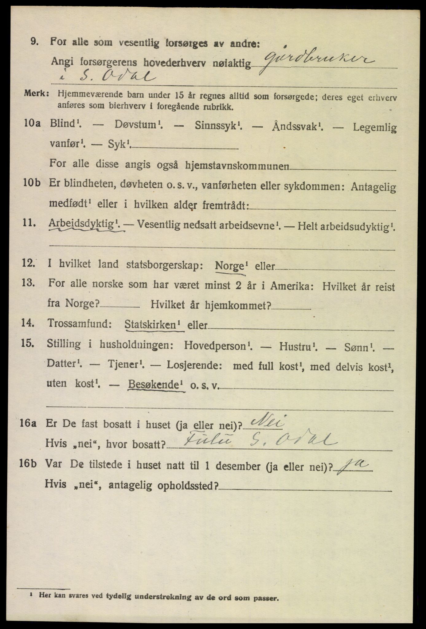 SAH, 1920 census for Vinger, 1920, p. 4395