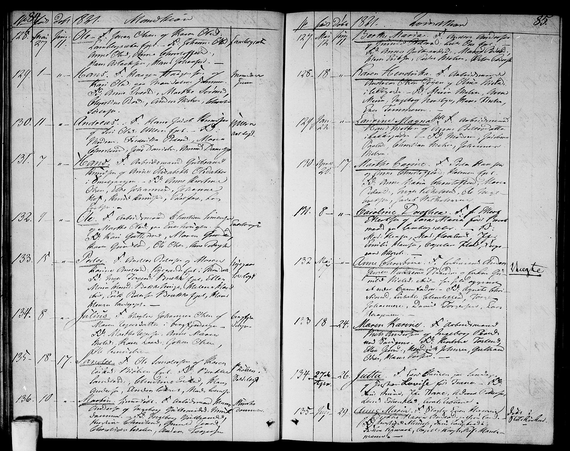 Aker prestekontor kirkebøker, SAO/A-10861/F/L0012: Parish register (official) no. 12, 1819-1828, p. 84-85