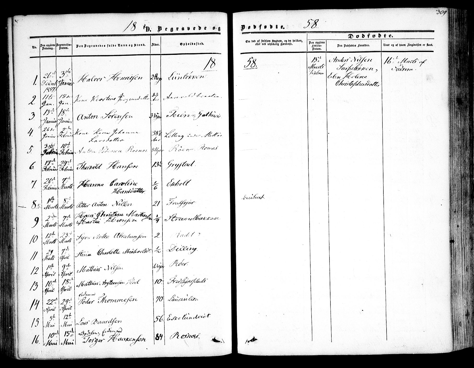 Rygge prestekontor Kirkebøker, SAO/A-10084b/F/Fa/L0005: Parish register (official) no. 5, 1852-1871, p. 309