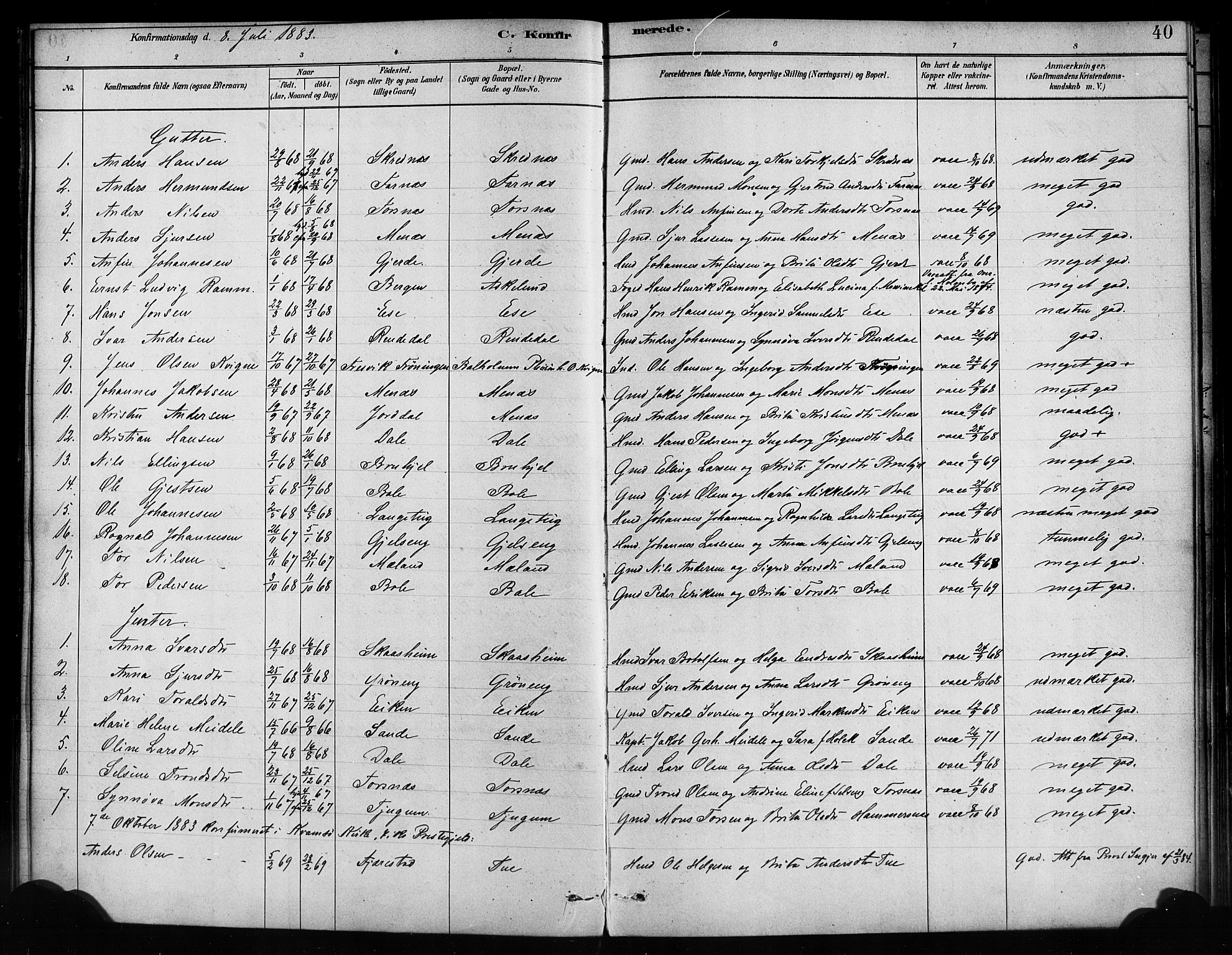 Balestrand sokneprestembete, SAB/A-79601/H/Haa/Haaa/L0004: Parish register (official) no. A 4 /1, 1879-1888, p. 40