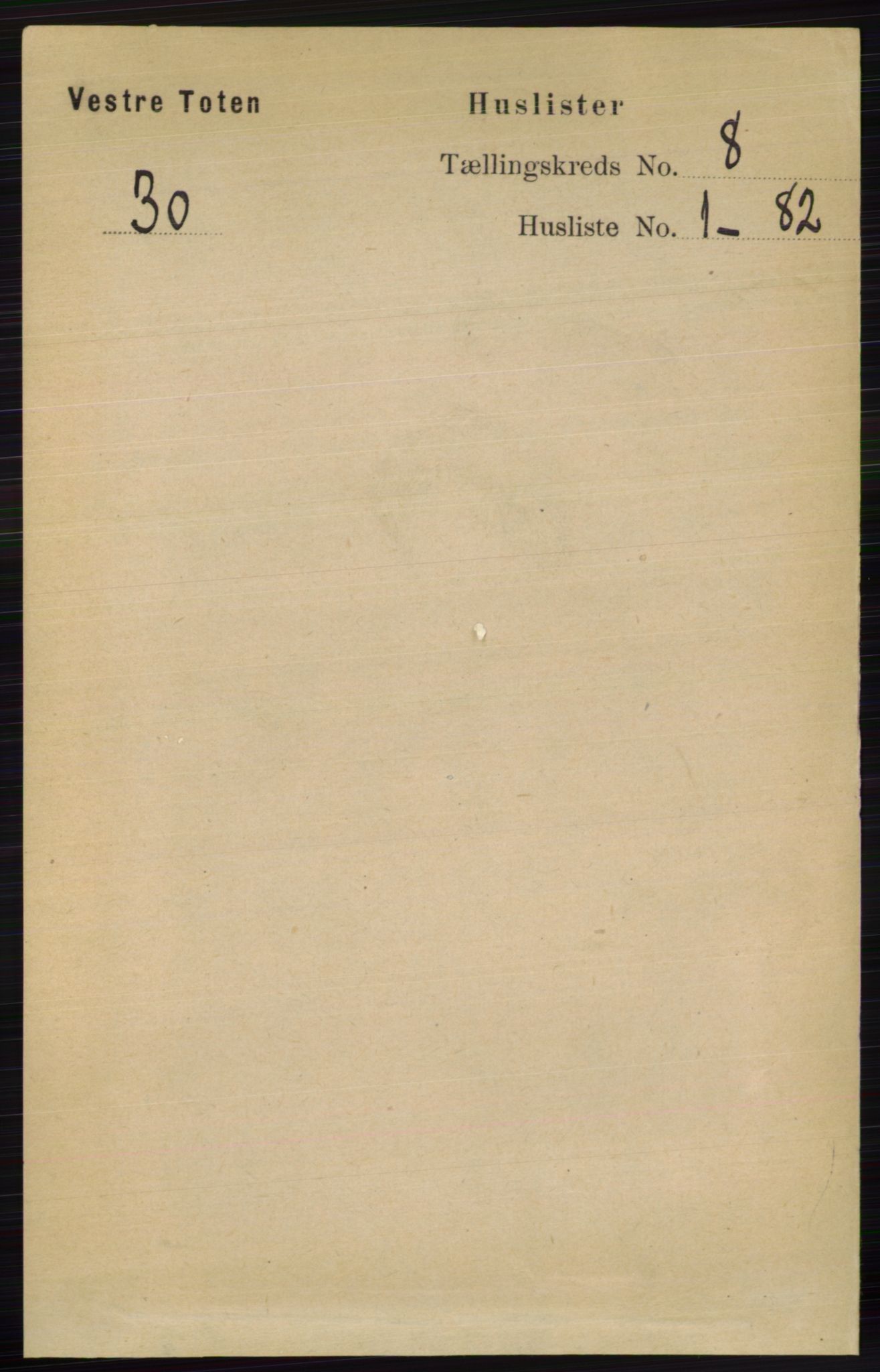 RA, 1891 census for 0529 Vestre Toten, 1891, p. 4913