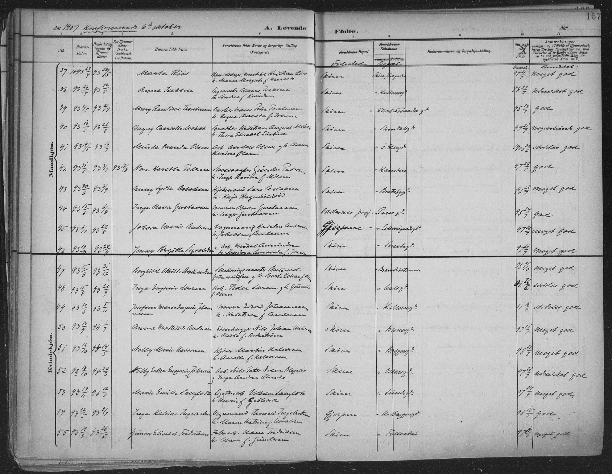 Skien kirkebøker, AV/SAKO-A-302/F/Fa/L0011: Parish register (official) no. 11, 1900-1907, p. 157