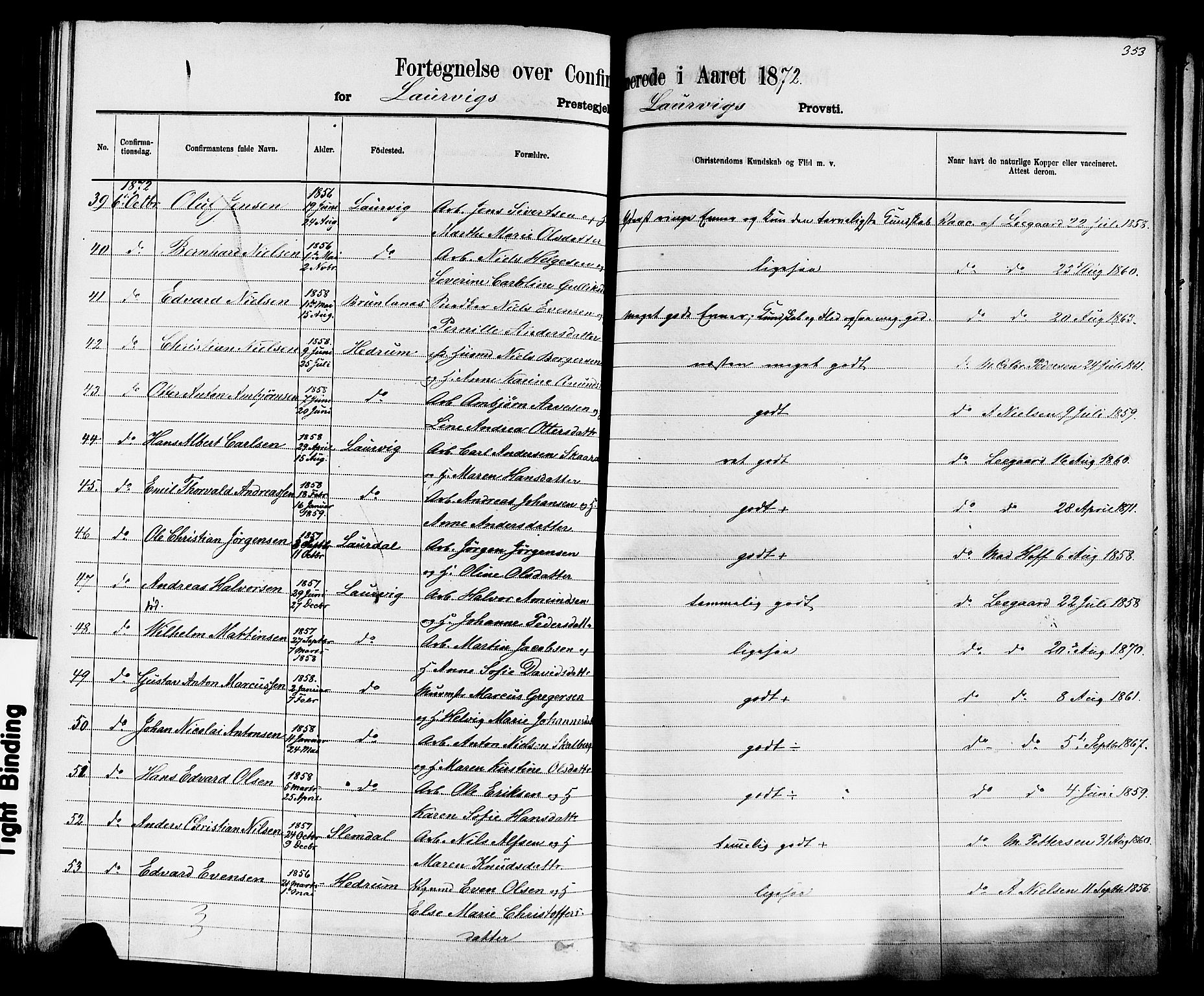 Larvik kirkebøker, SAKO/A-352/F/Fa/L0006: Parish register (official) no. I 6, 1871-1883, p. 353