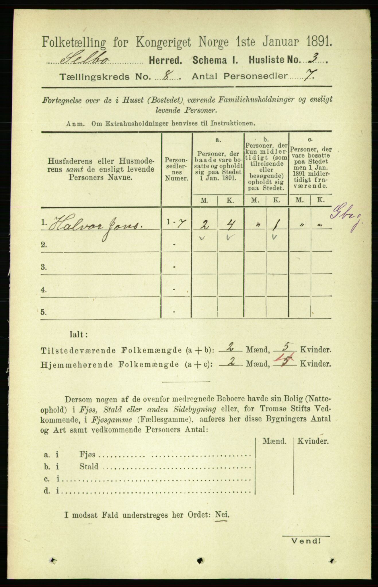 RA, 1891 census for 1664 Selbu, 1891, p. 2846