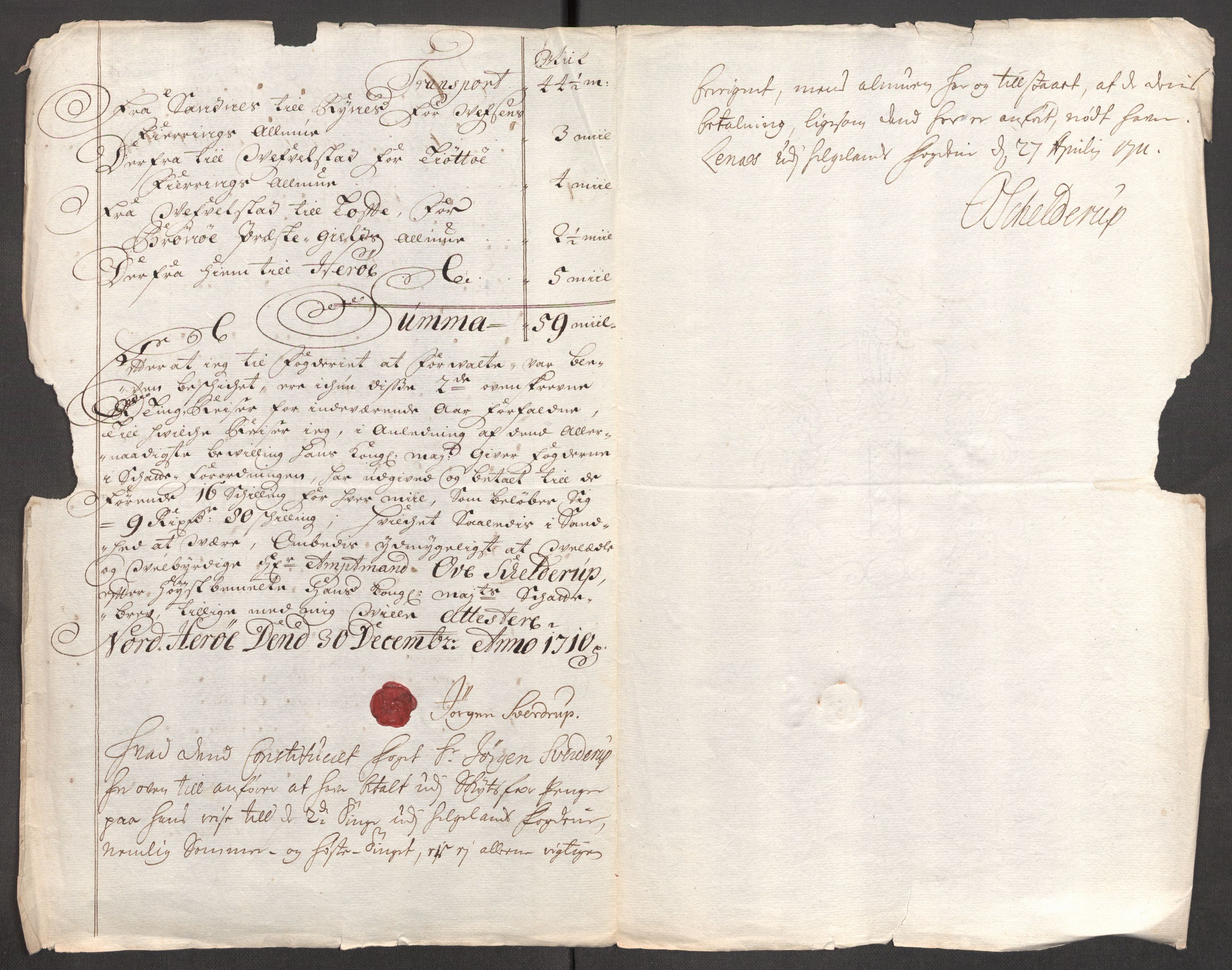 Rentekammeret inntil 1814, Reviderte regnskaper, Fogderegnskap, RA/EA-4092/R65/L4511: Fogderegnskap Helgeland, 1710-1711, p. 131