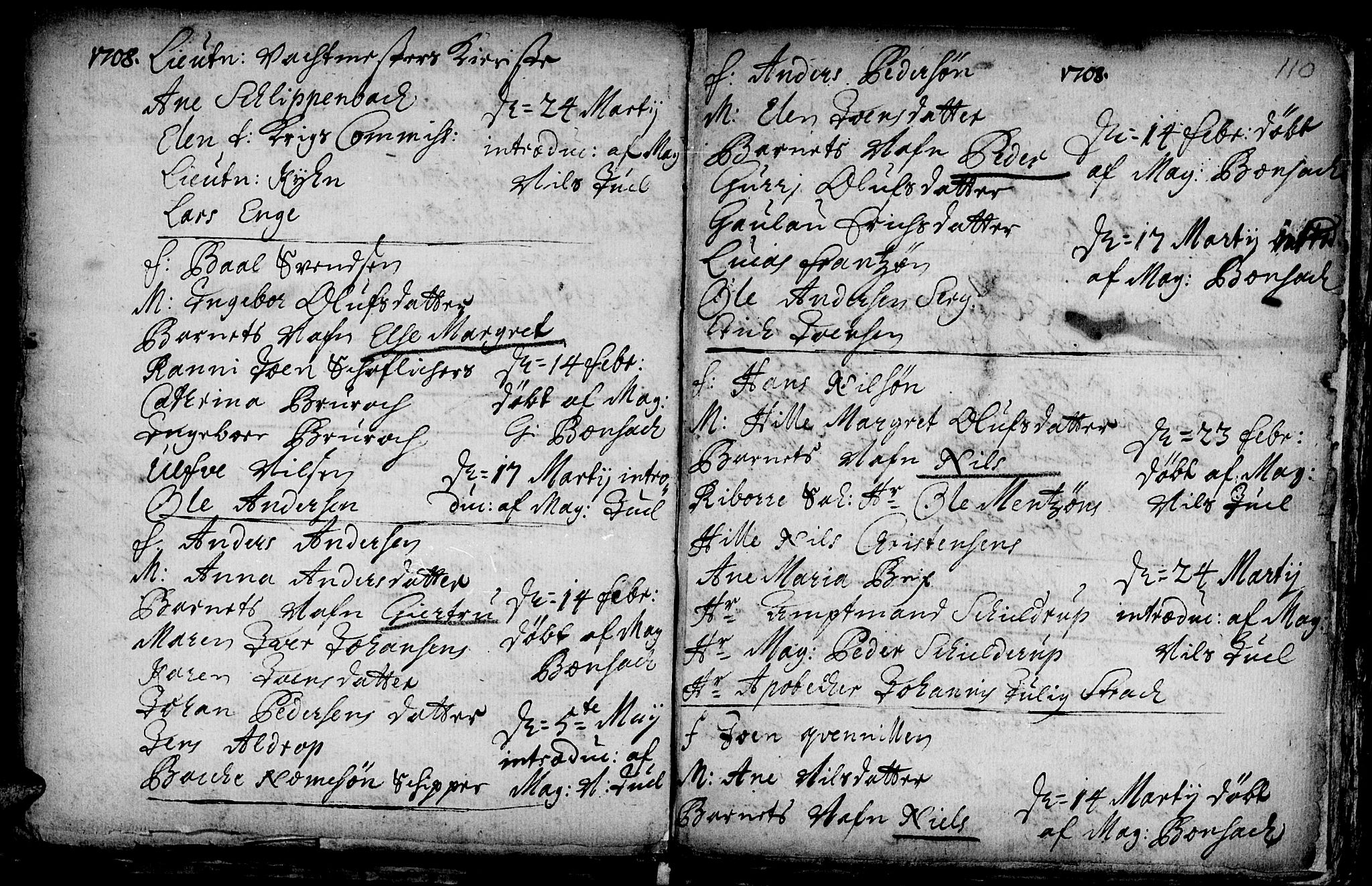 Ministerialprotokoller, klokkerbøker og fødselsregistre - Sør-Trøndelag, SAT/A-1456/601/L0034: Parish register (official) no. 601A02, 1702-1714, p. 110
