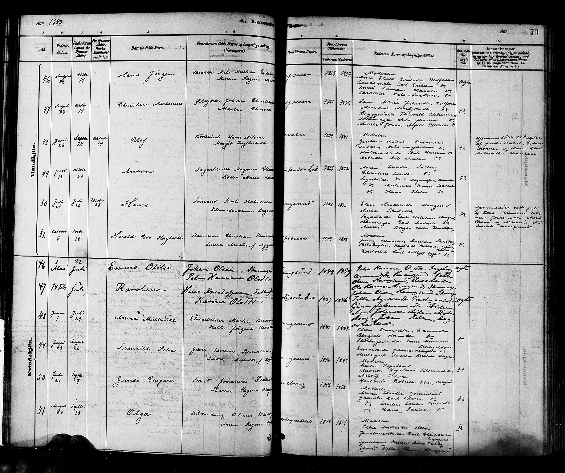 Eiker kirkebøker, AV/SAKO-A-4/F/Fb/L0001: Parish register (official) no. II 1, 1878-1888, p. 71