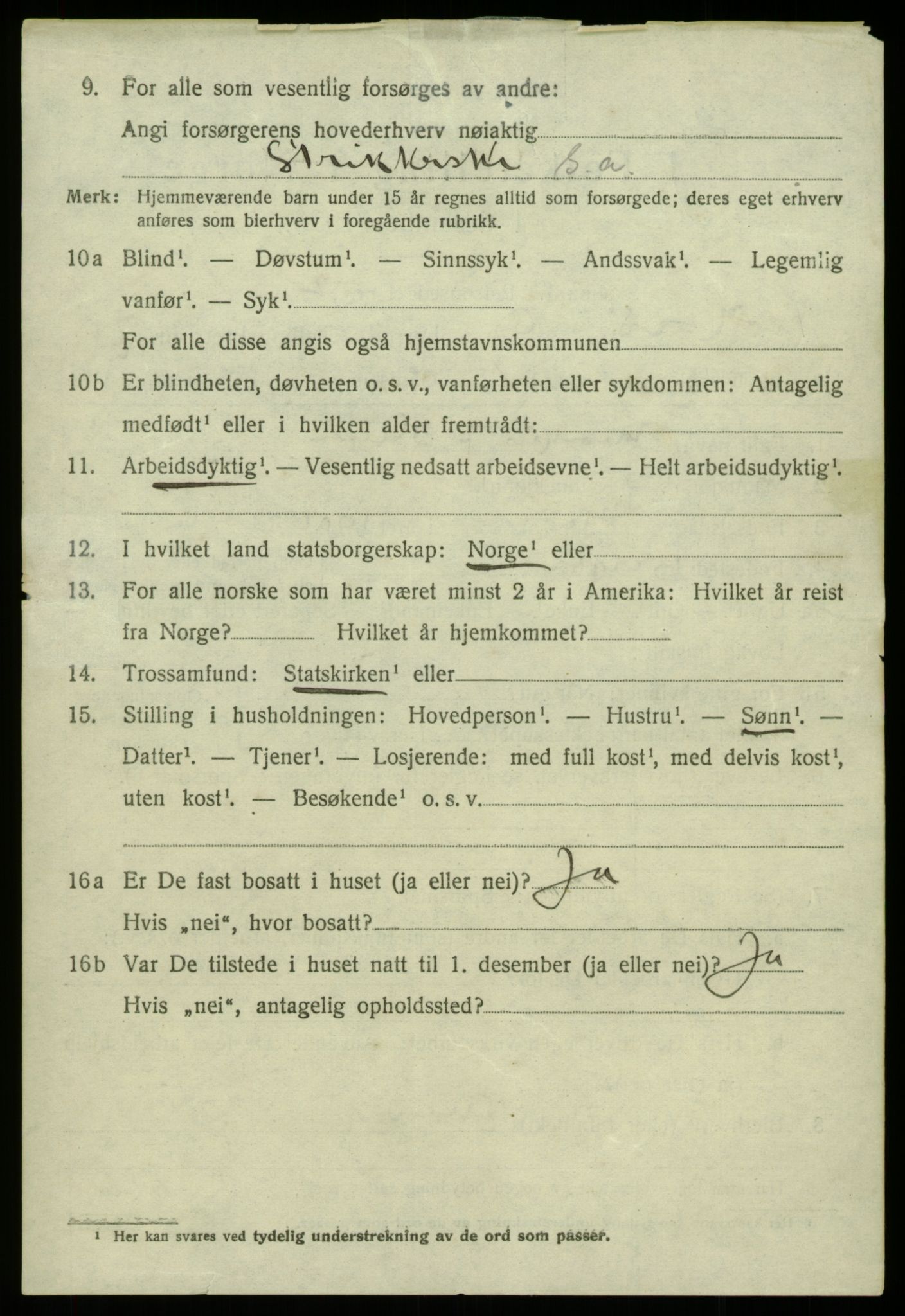 SAB, 1920 census for Os, 1920, p. 5701