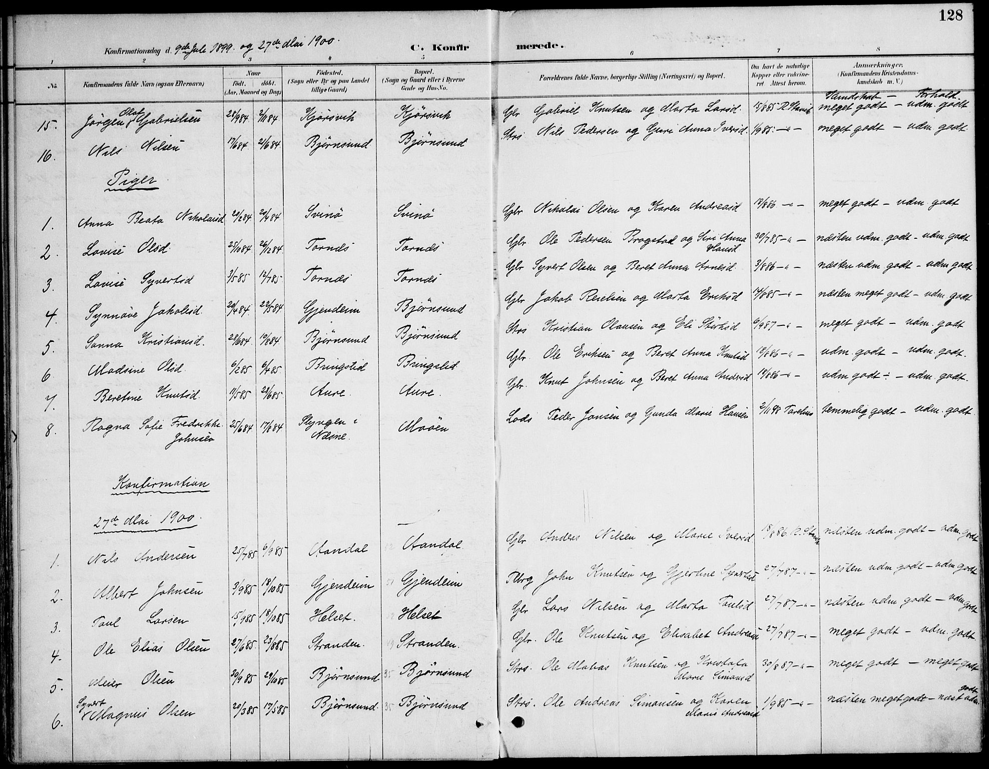 Ministerialprotokoller, klokkerbøker og fødselsregistre - Møre og Romsdal, AV/SAT-A-1454/565/L0750: Parish register (official) no. 565A04, 1887-1905, p. 128