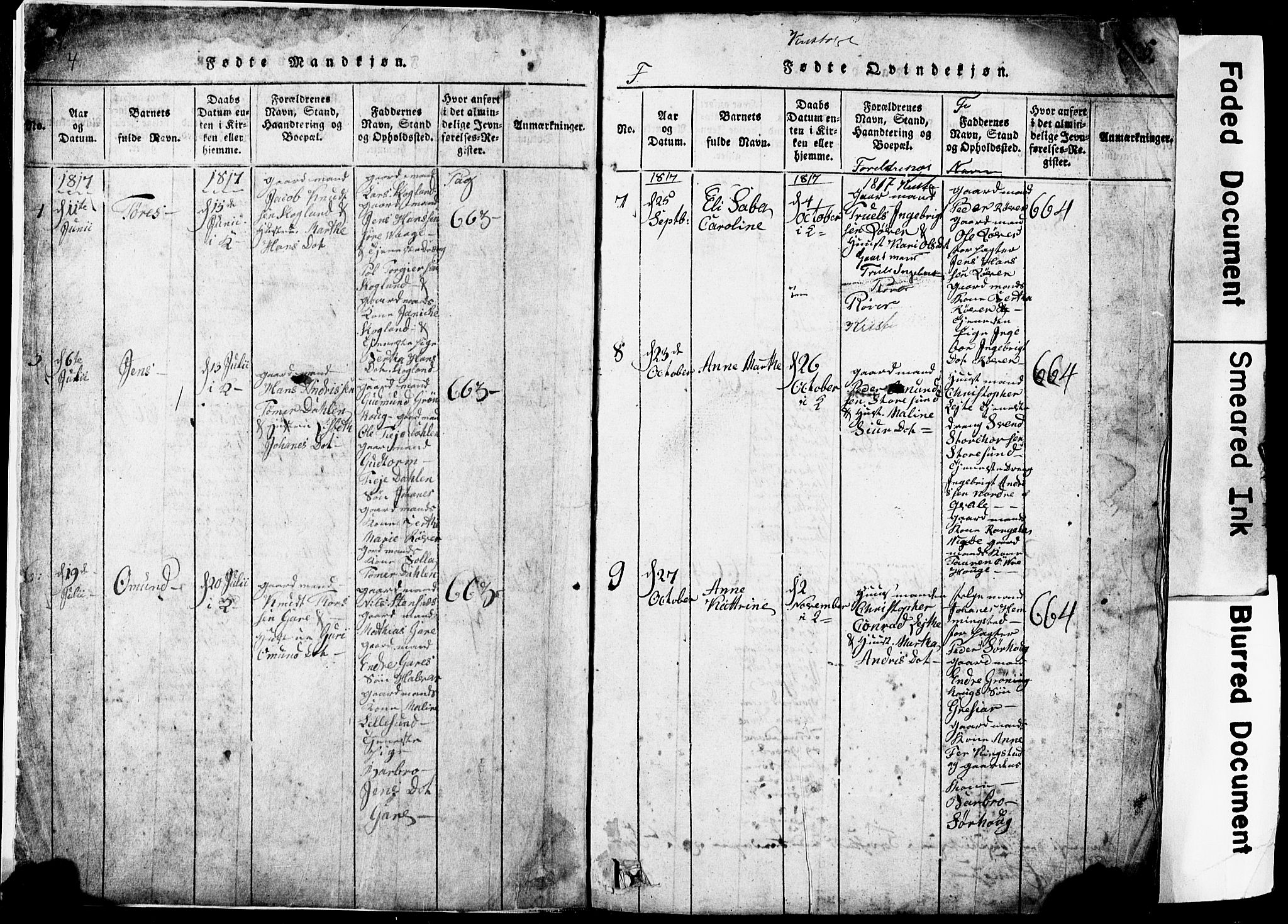 Torvastad sokneprestkontor, SAST/A -101857/H/Ha/Hab/L0002: Parish register (copy) no. B 2, 1817-1834, p. 4-5