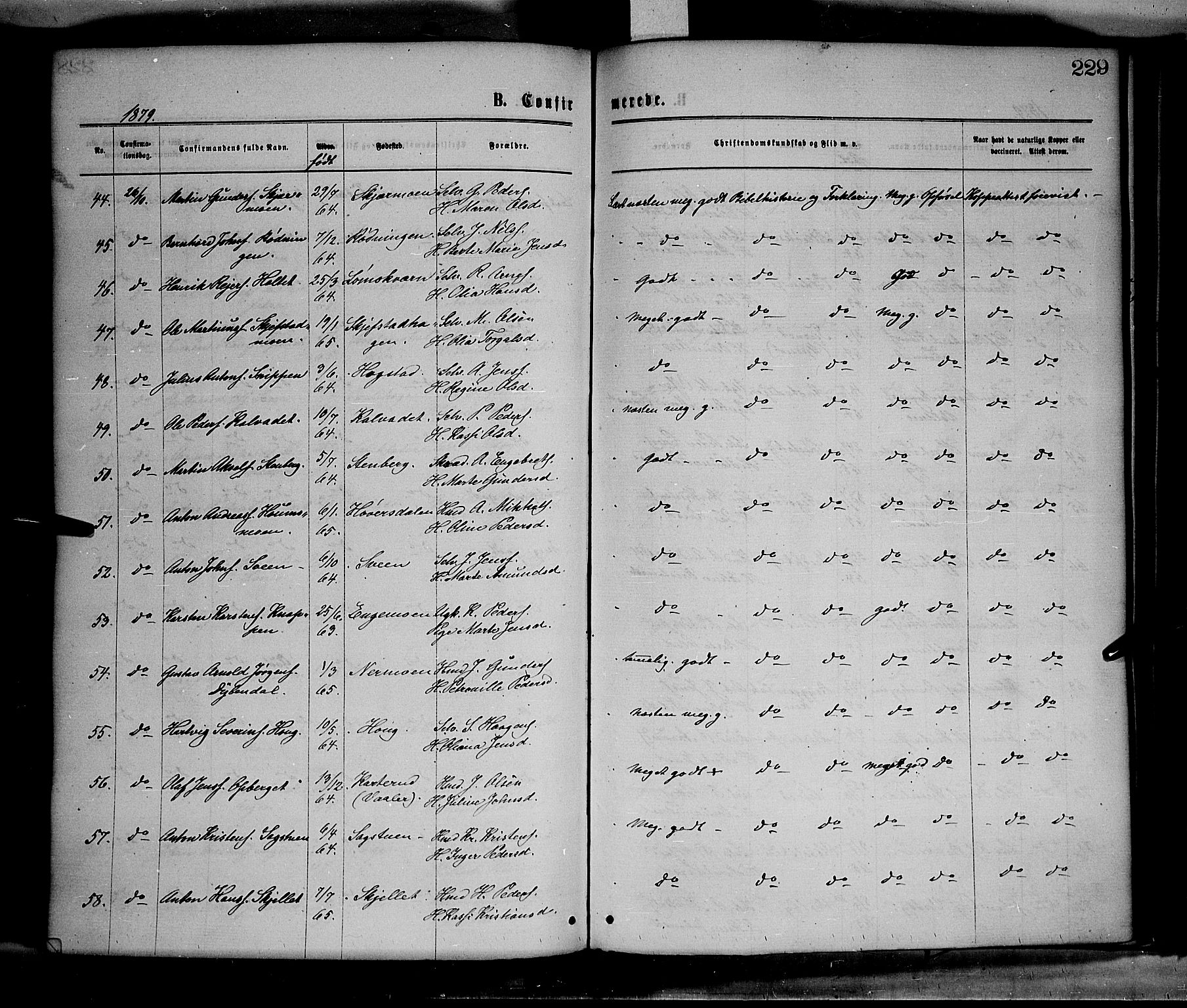 Elverum prestekontor, AV/SAH-PREST-044/H/Ha/Haa/L0011: Parish register (official) no. 11, 1869-1879, p. 229