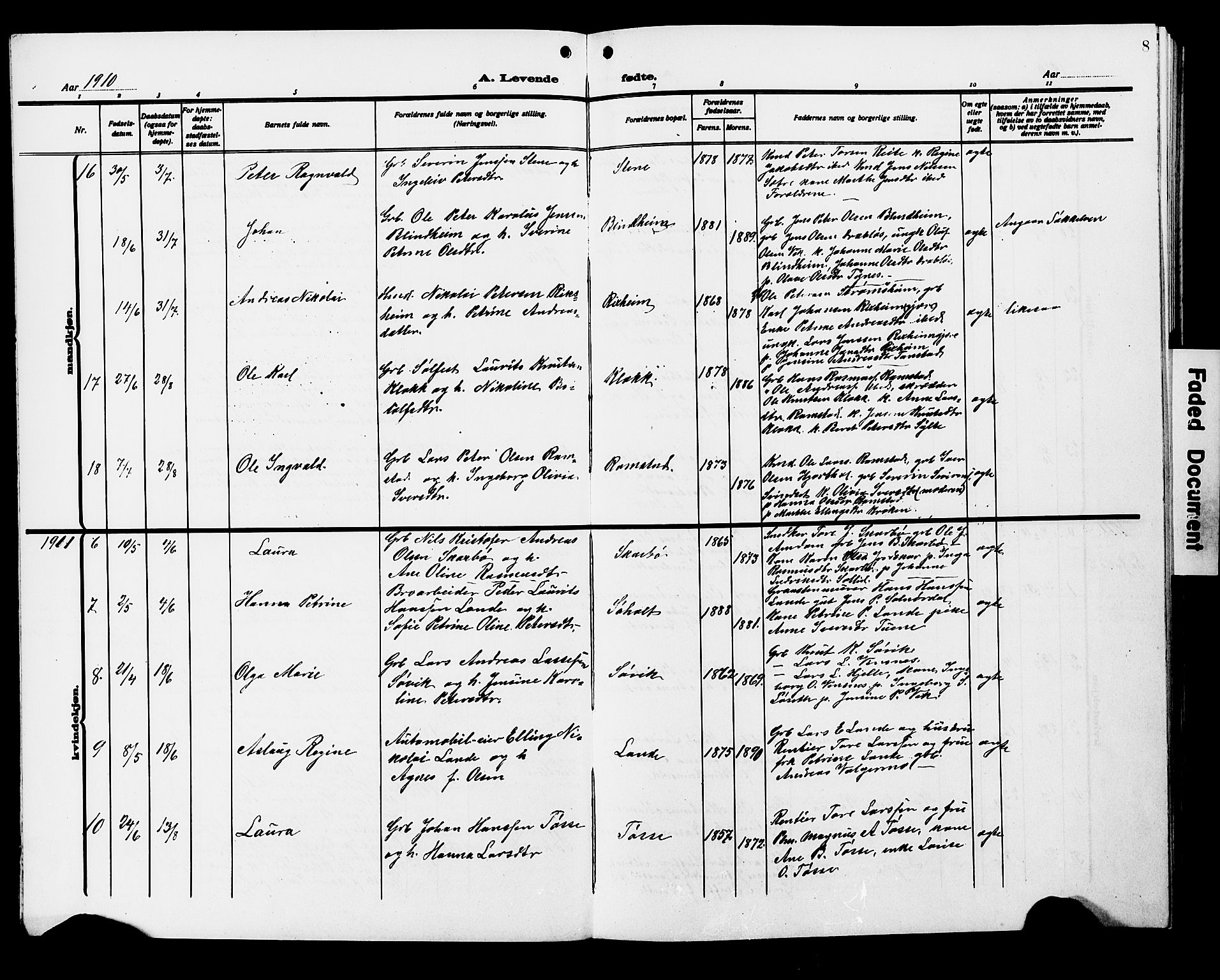 Ministerialprotokoller, klokkerbøker og fødselsregistre - Møre og Romsdal, AV/SAT-A-1454/522/L0328: Parish register (copy) no. 522C07, 1909-1925, p. 8