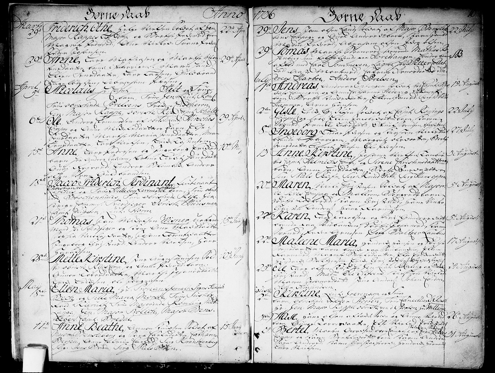 Garnisonsmenigheten Kirkebøker, AV/SAO-A-10846/F/Fa/L0001: Parish register (official) no. 1, 1734-1756, p. 10