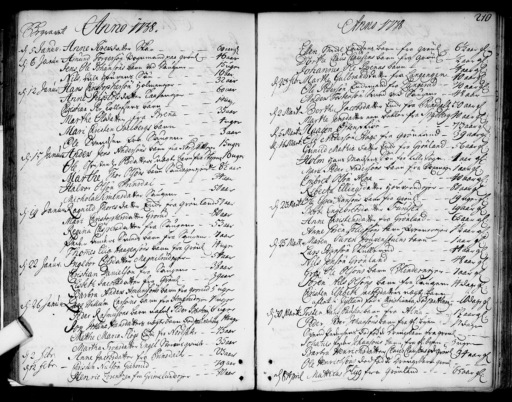 Aker prestekontor kirkebøker, AV/SAO-A-10861/F/L0007: Parish register (official) no. 7, 1734-1748, p. 210