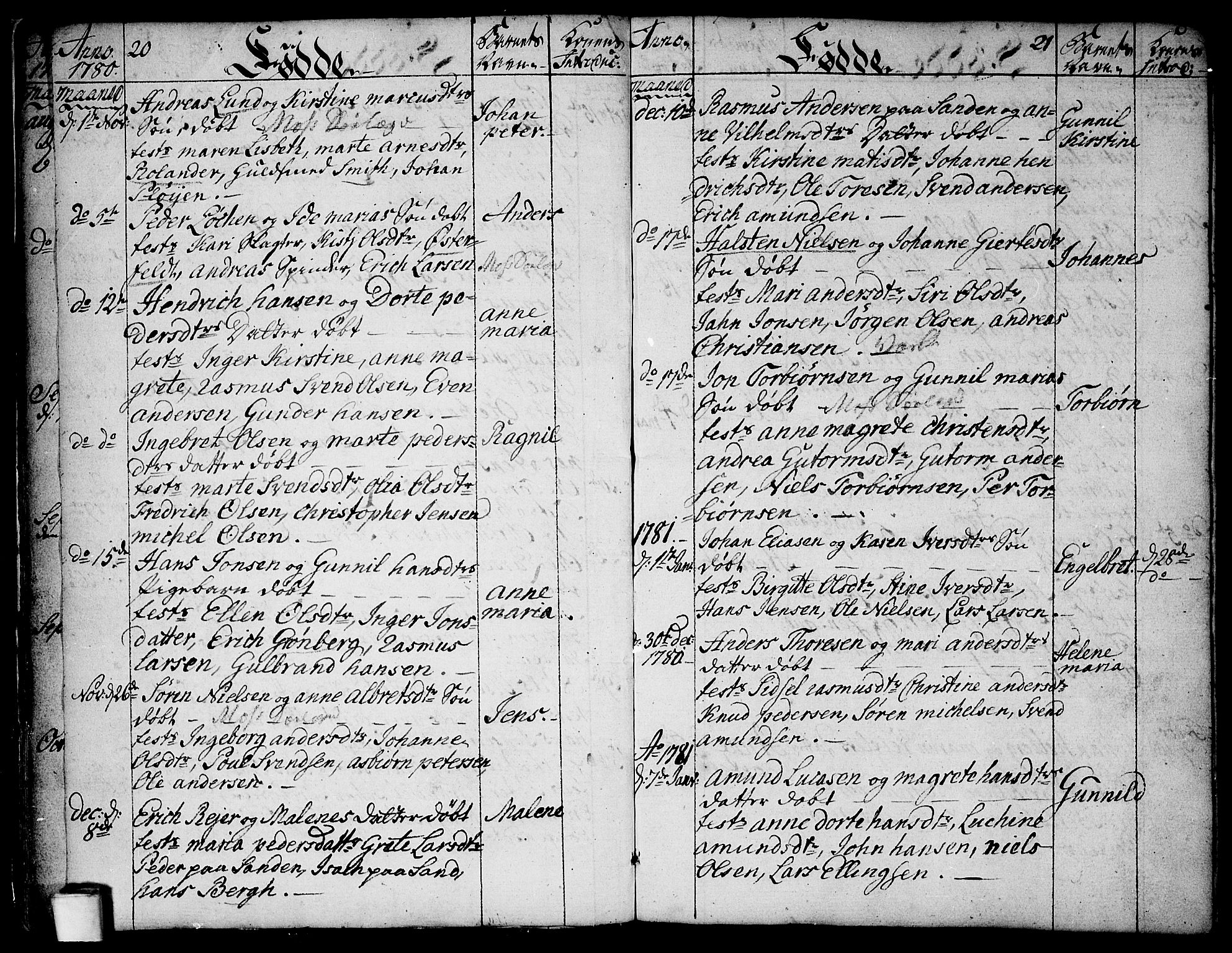 Moss prestekontor Kirkebøker, SAO/A-2003/F/Fa/L0003: Parish register (official) no. I 3, 1779-1814, p. 20-21