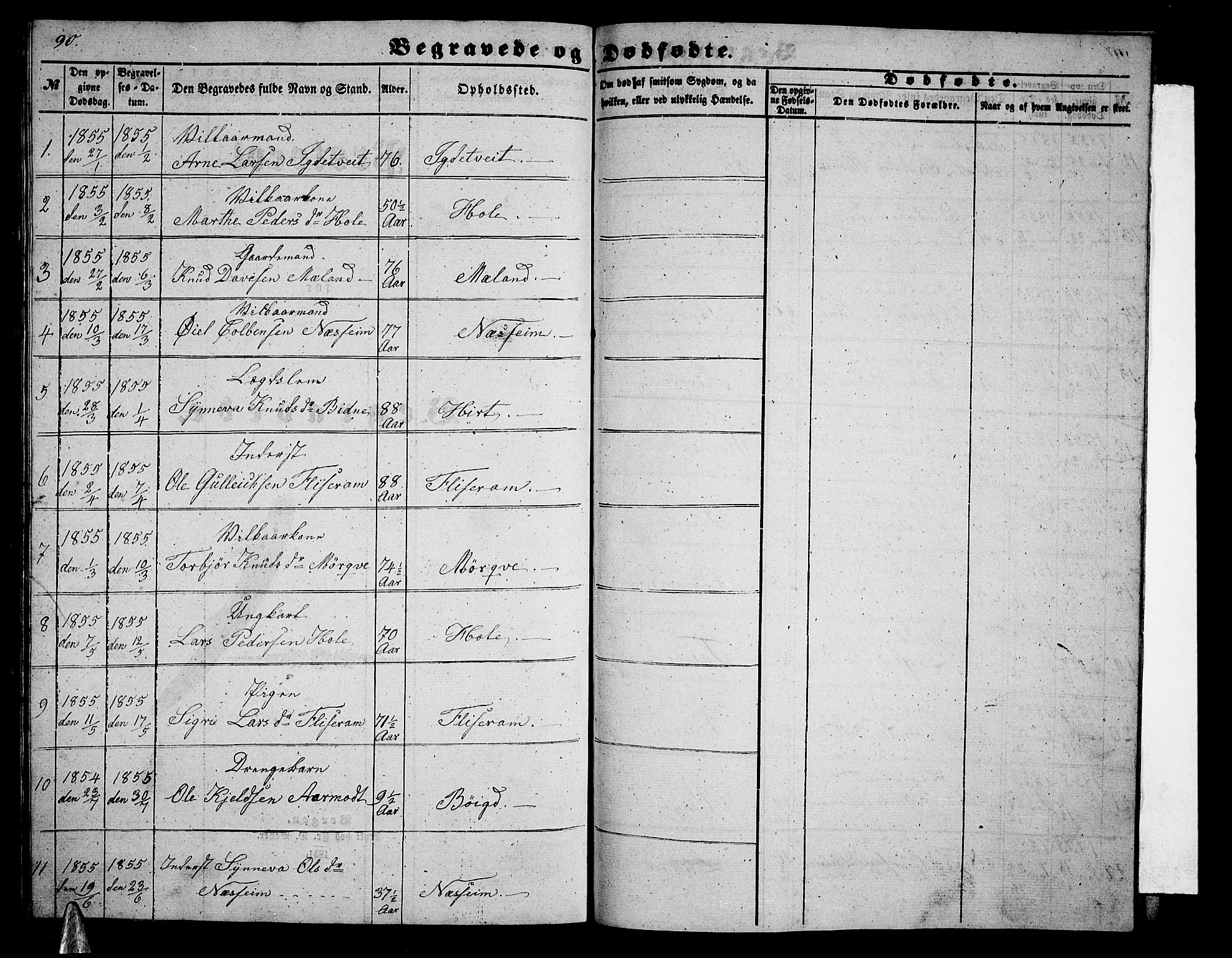 Vossestrand Sokneprestembete, AV/SAB-A-79101/H/Hab: Parish register (copy) no. B 1, 1855-1867, p. 90