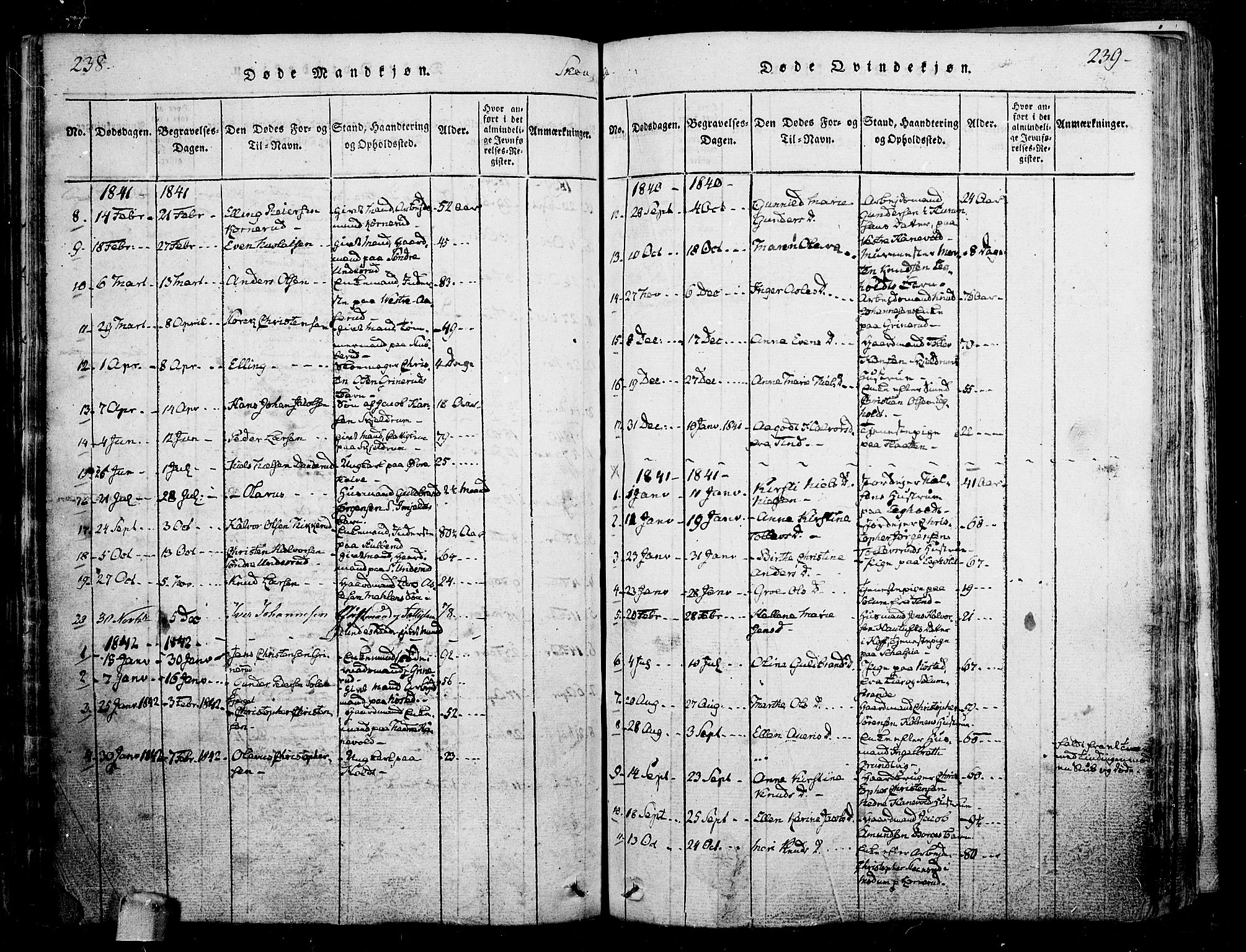 Skoger kirkebøker, AV/SAKO-A-59/F/Fa/L0002: Parish register (official) no. I 2 /1, 1814-1842, p. 238-239