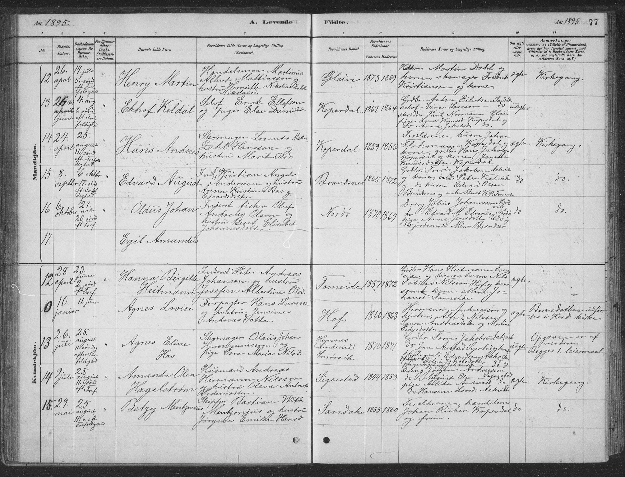 Ministerialprotokoller, klokkerbøker og fødselsregistre - Nordland, SAT/A-1459/835/L0532: Parish register (copy) no. 835C04, 1880-1905, p. 77
